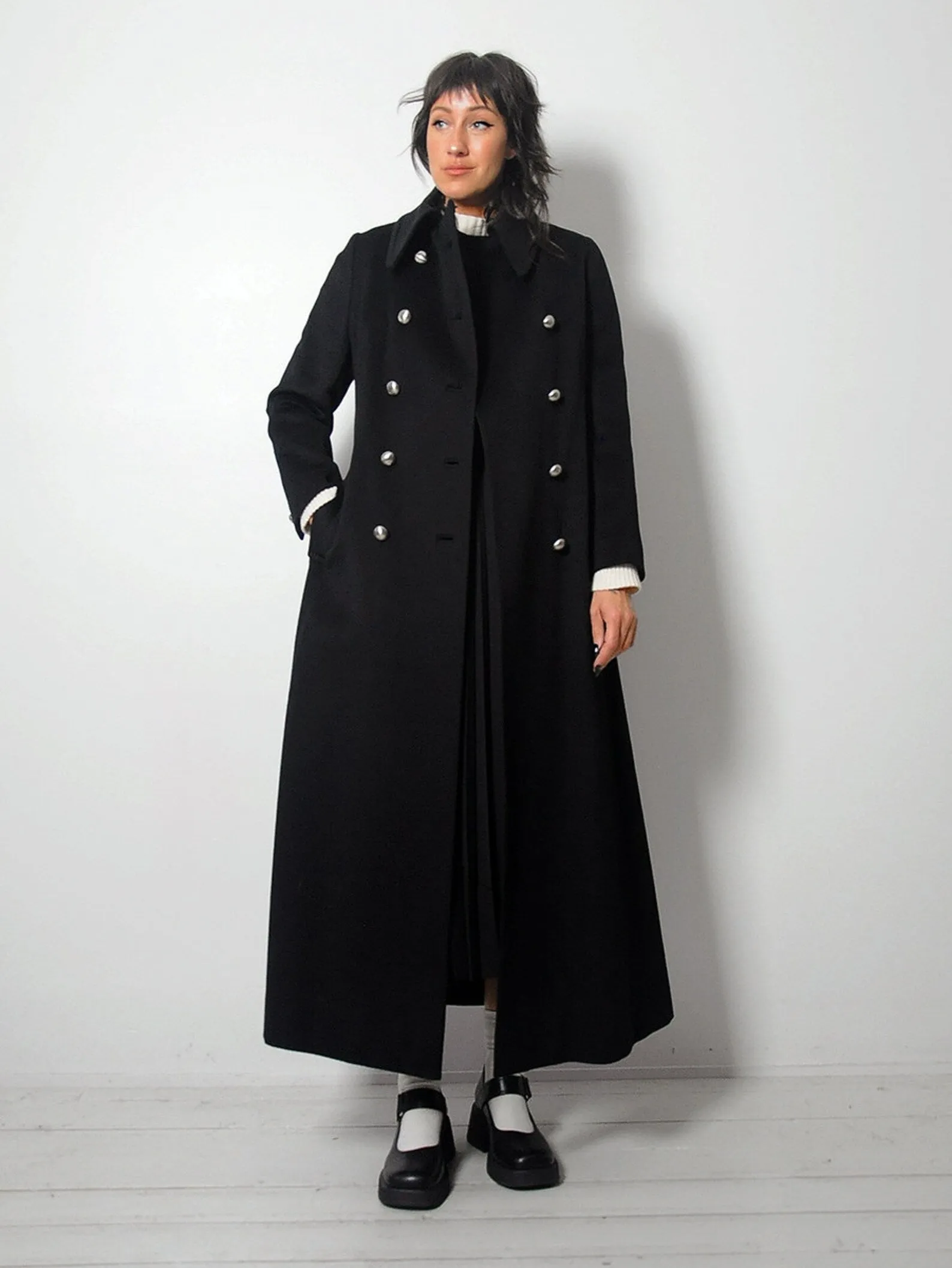 1960's Silver Button Wool Peacoat