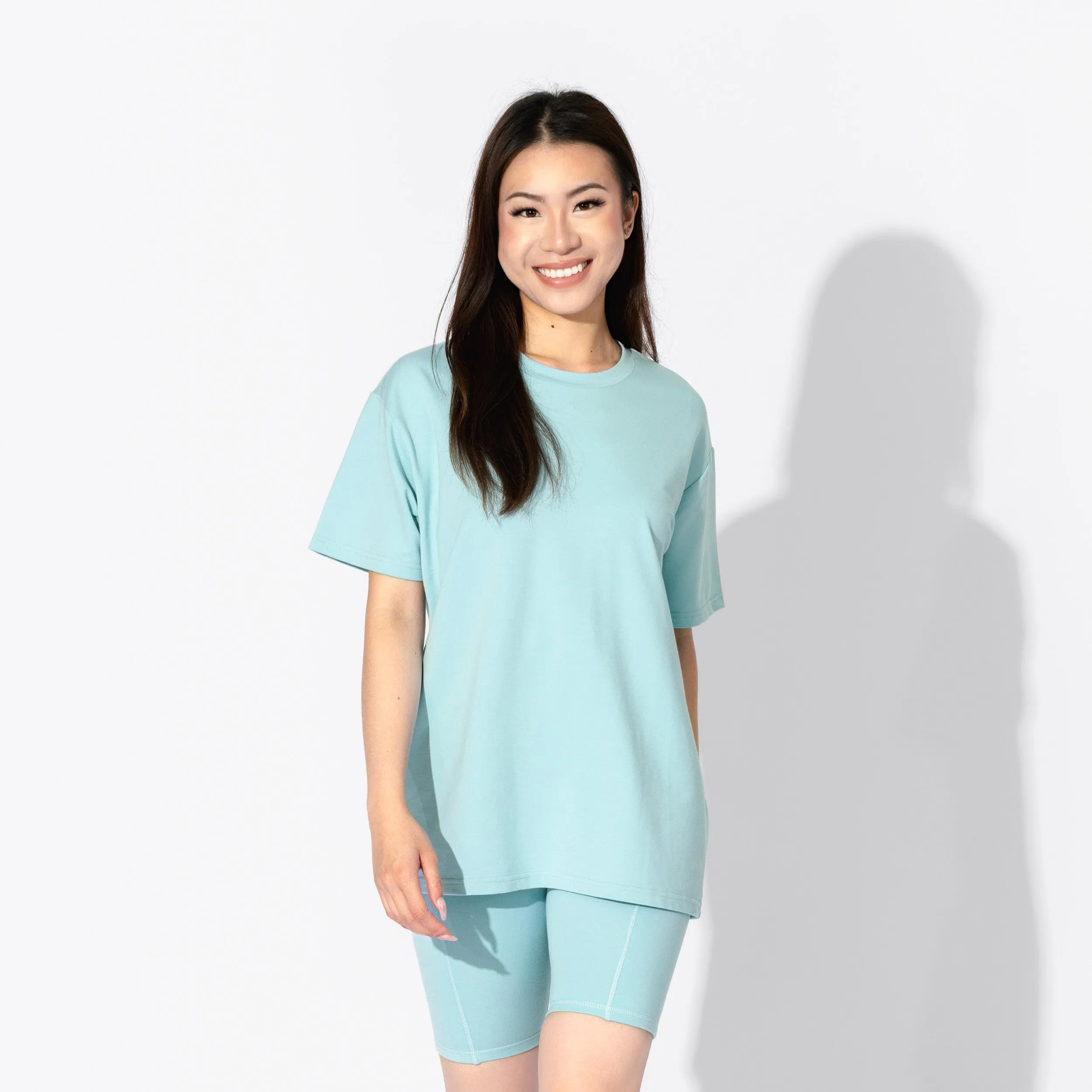 Adventure Blue Bamboo Blend Women's Oversized Tee & Biker Shorts Set