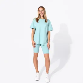 Adventure Blue Bamboo Blend Women's Oversized Tee & Biker Shorts Set