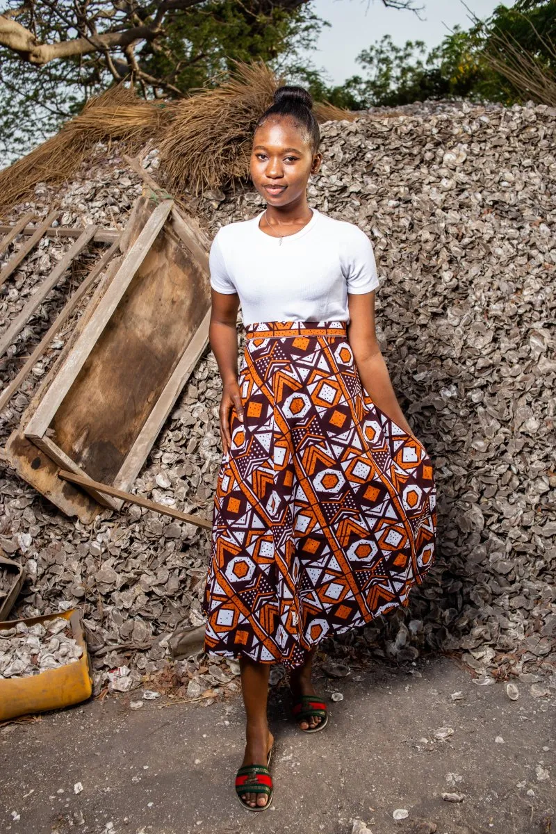 African Wrap Skirt, maxi In Mud Cloth