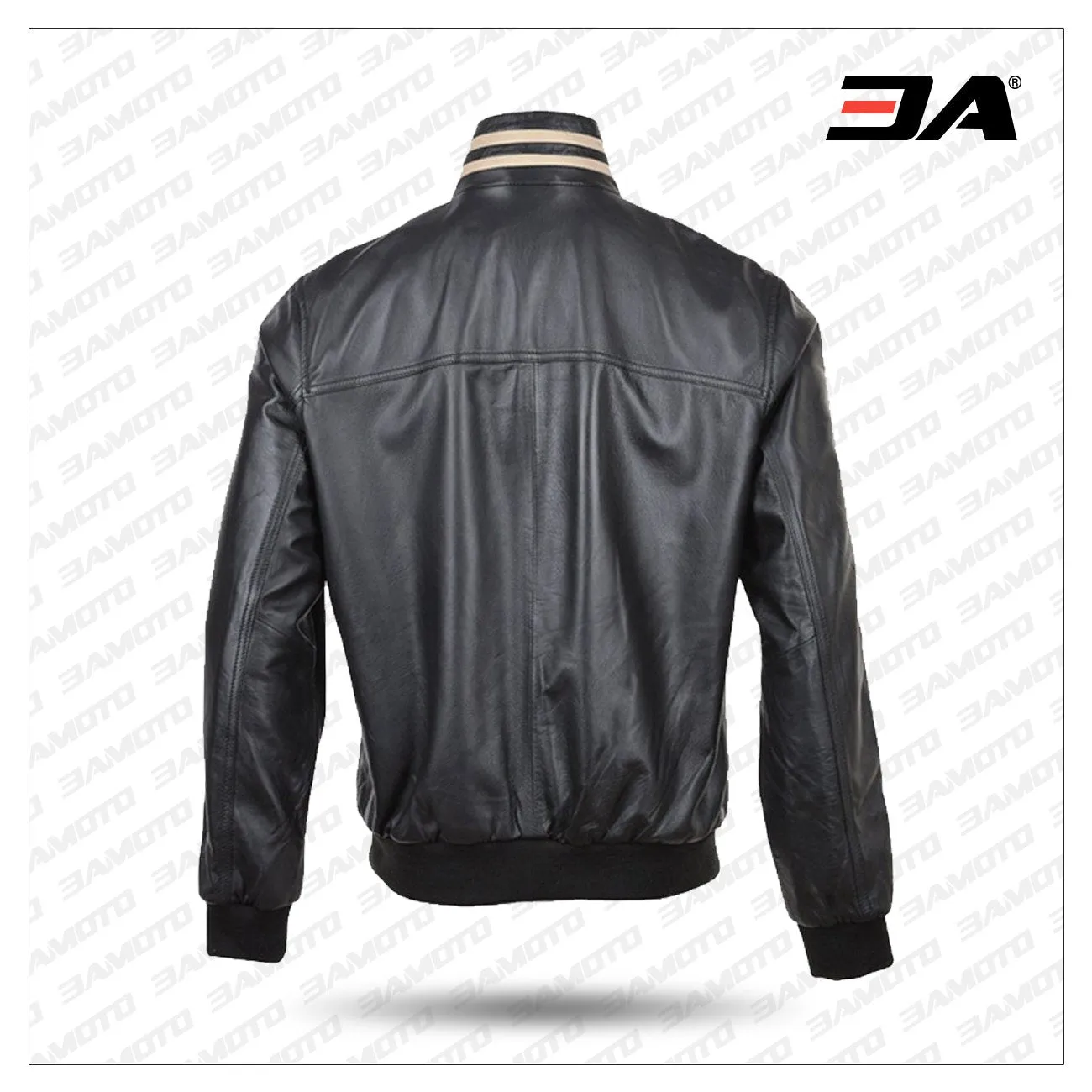 Ashwood Striped Collar Leather Bomber Jacket