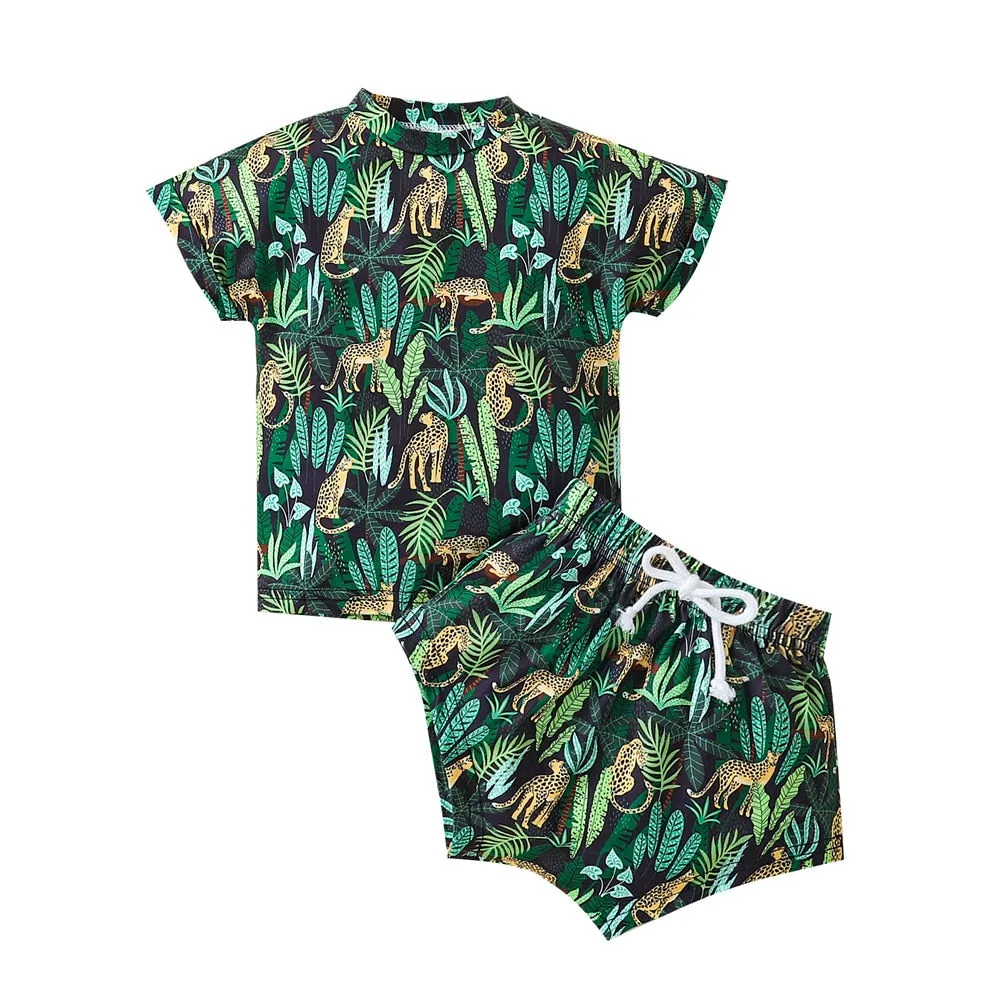 Baby Boys Summer Jungle Lounge Set- Leopard Jungle Set