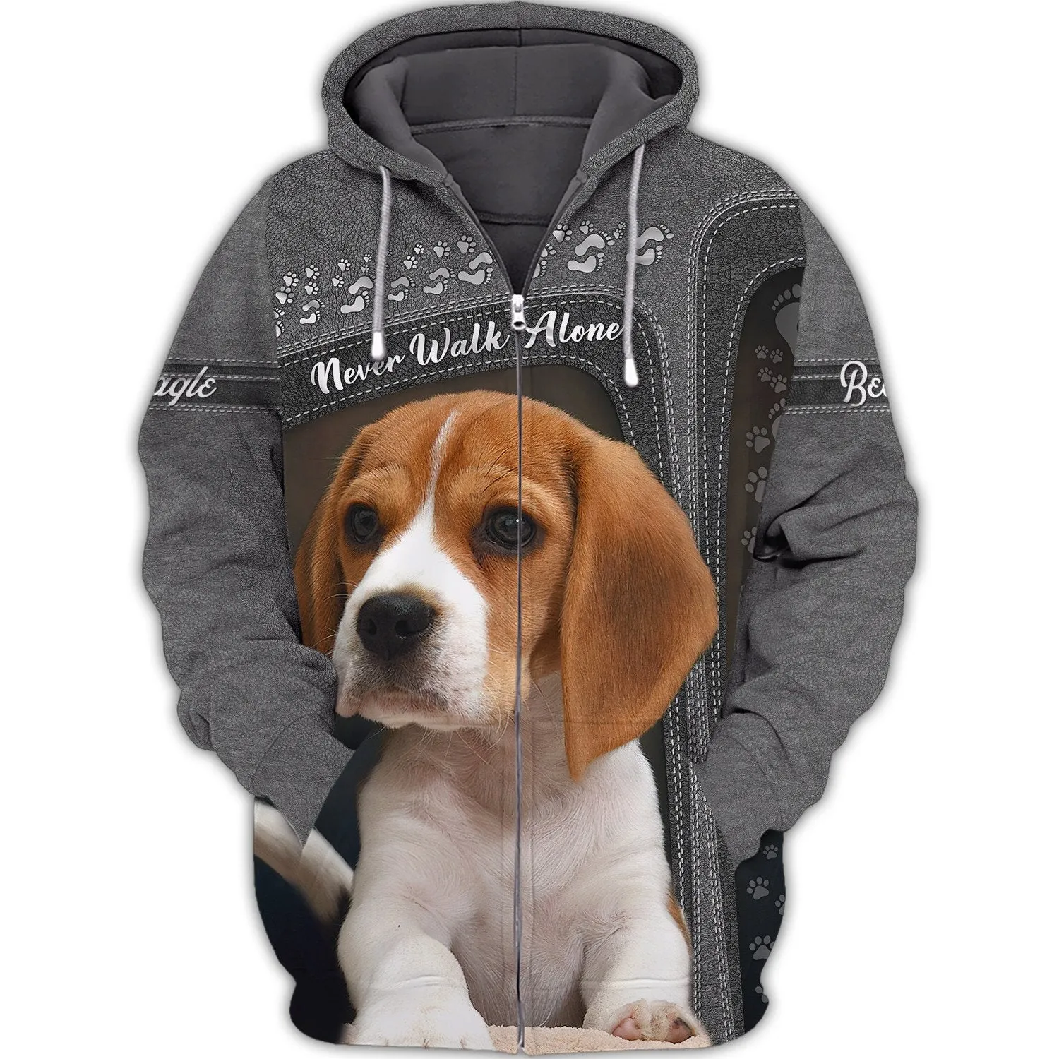 Beagle Lover Never Walk Alone 3D Full Print, Custom Memorial Apparel Shirts, Dog Memorial Gifts for loss of Dog