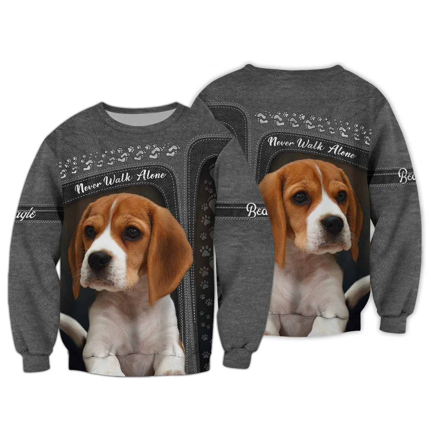 Beagle Lover Never Walk Alone 3D Full Print, Custom Memorial Apparel Shirts, Dog Memorial Gifts for loss of Dog