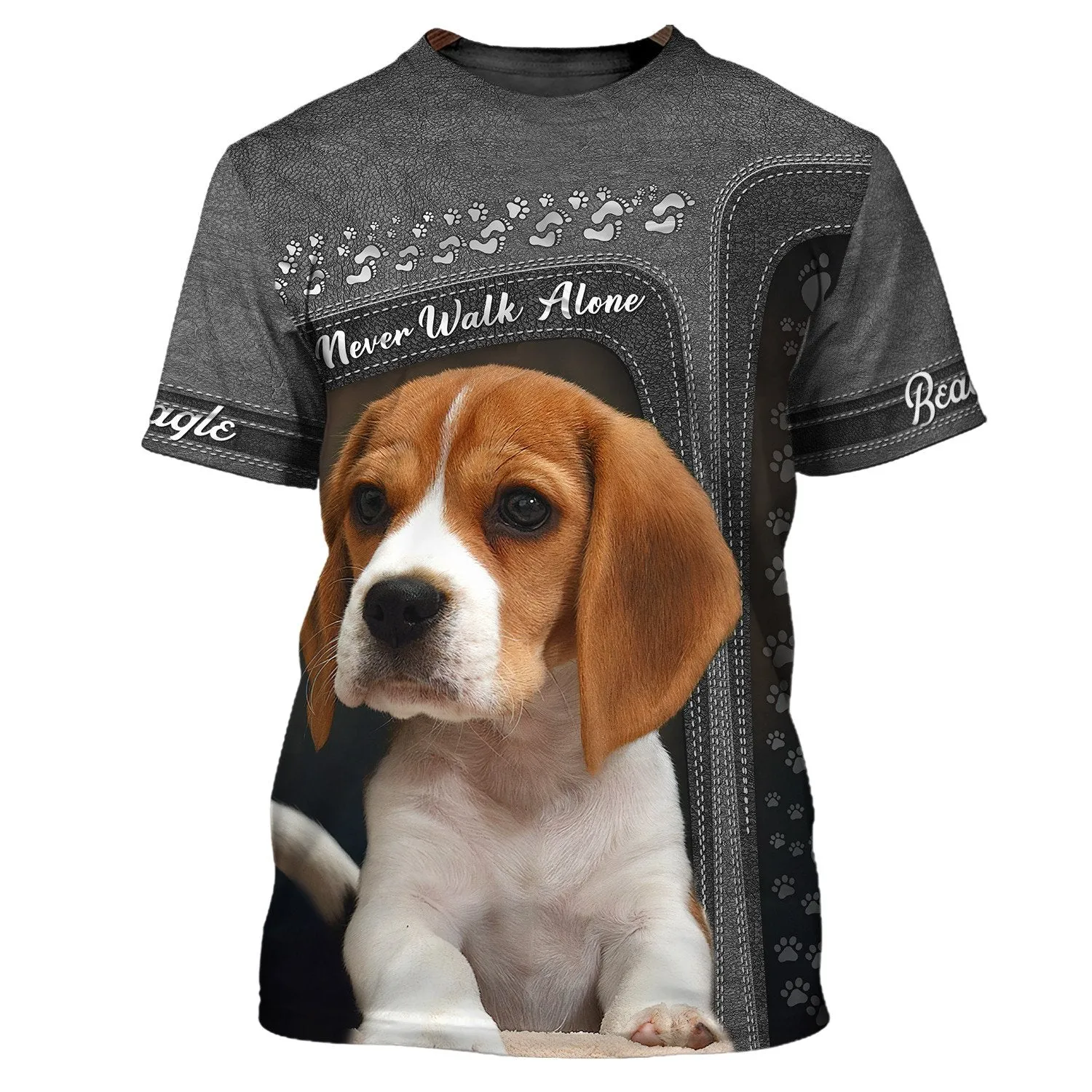 Beagle Lover Never Walk Alone 3D Full Print, Custom Memorial Apparel Shirts, Dog Memorial Gifts for loss of Dog