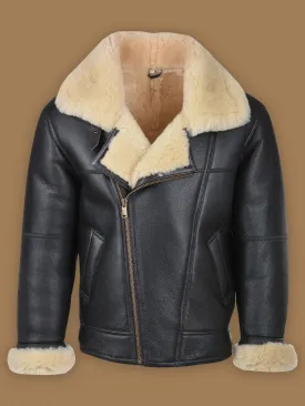 Black B3 Bomber Shearling Leather Jacket