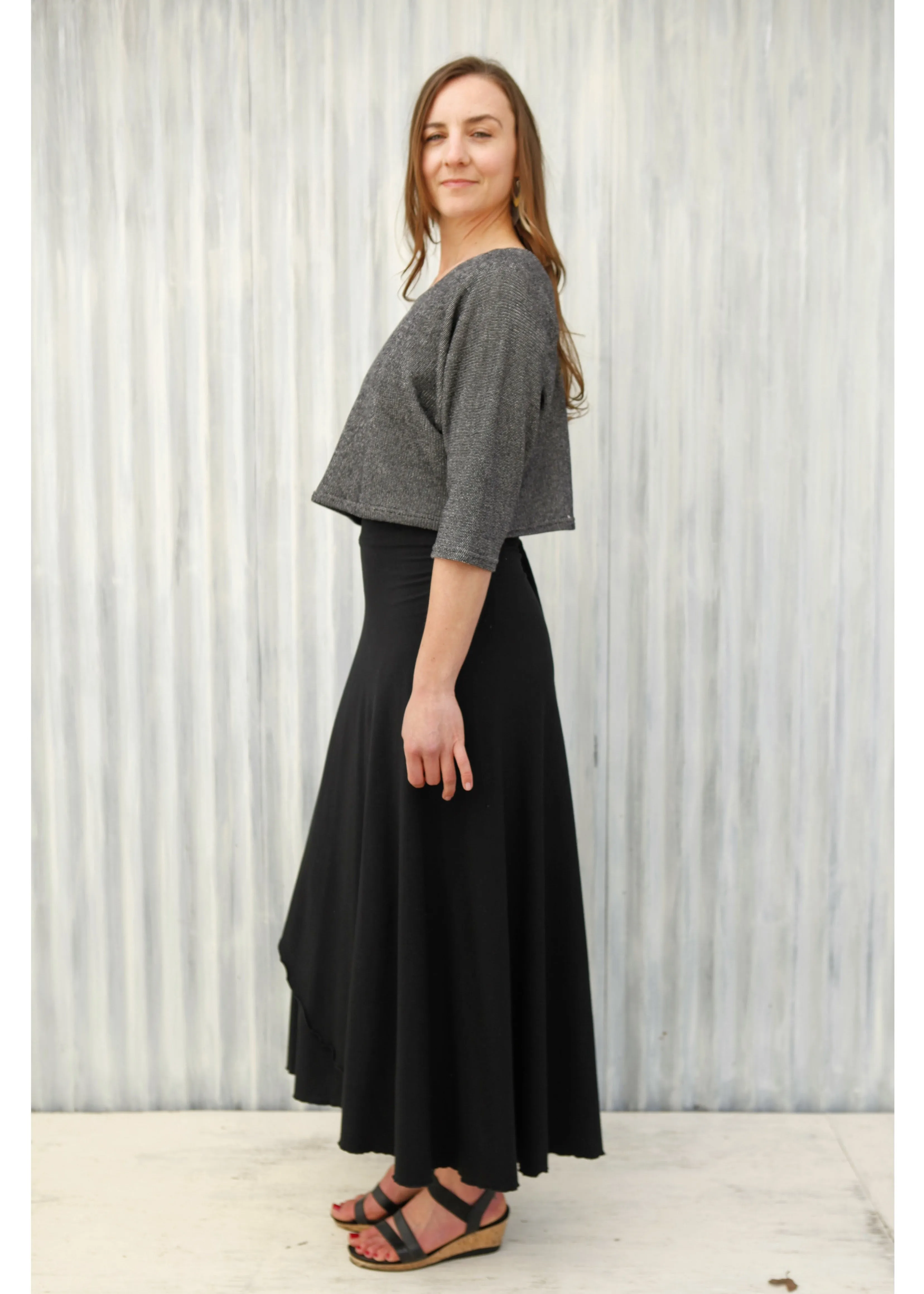 Black Iris Wrap Skirt