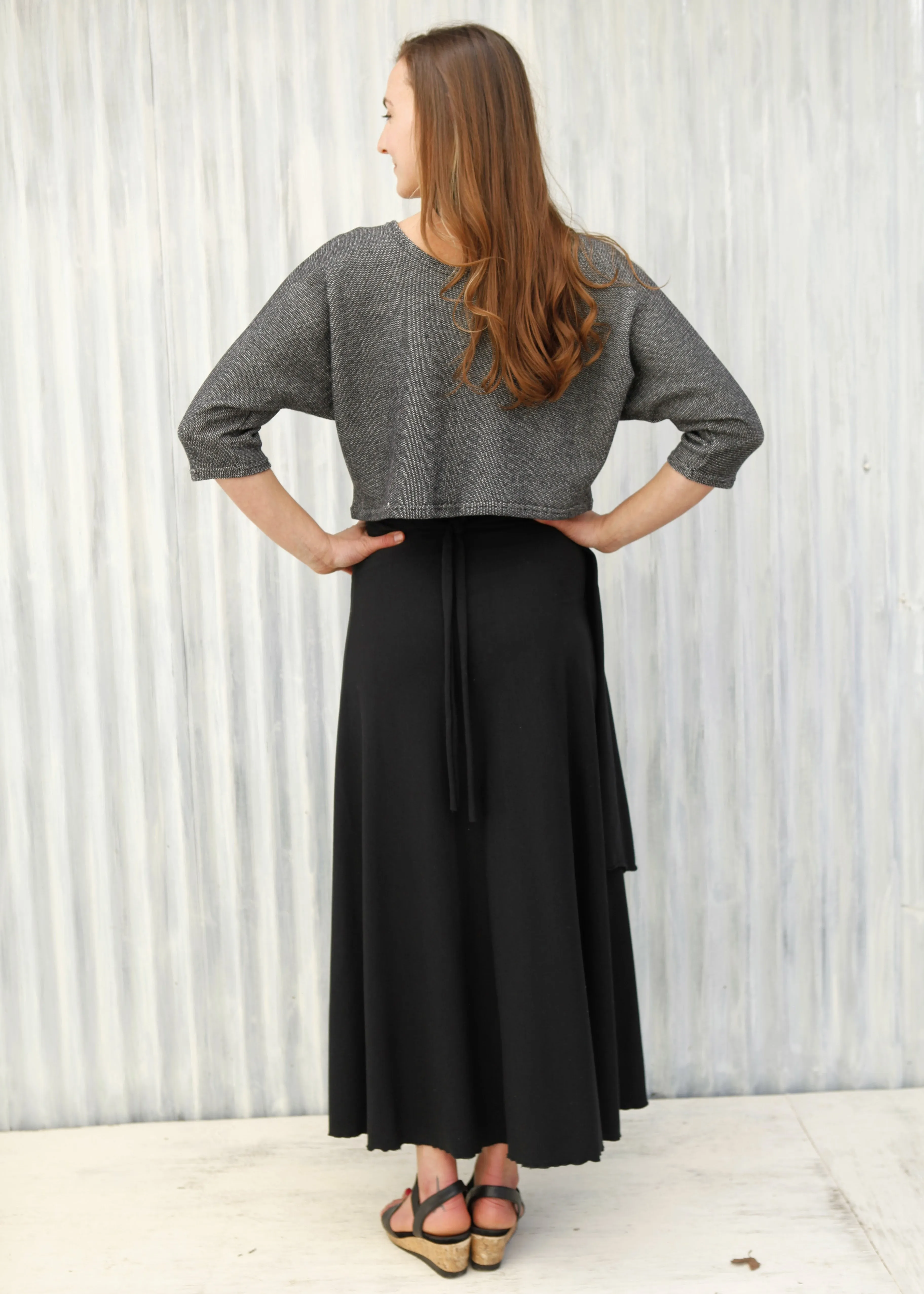 Black Iris Wrap Skirt