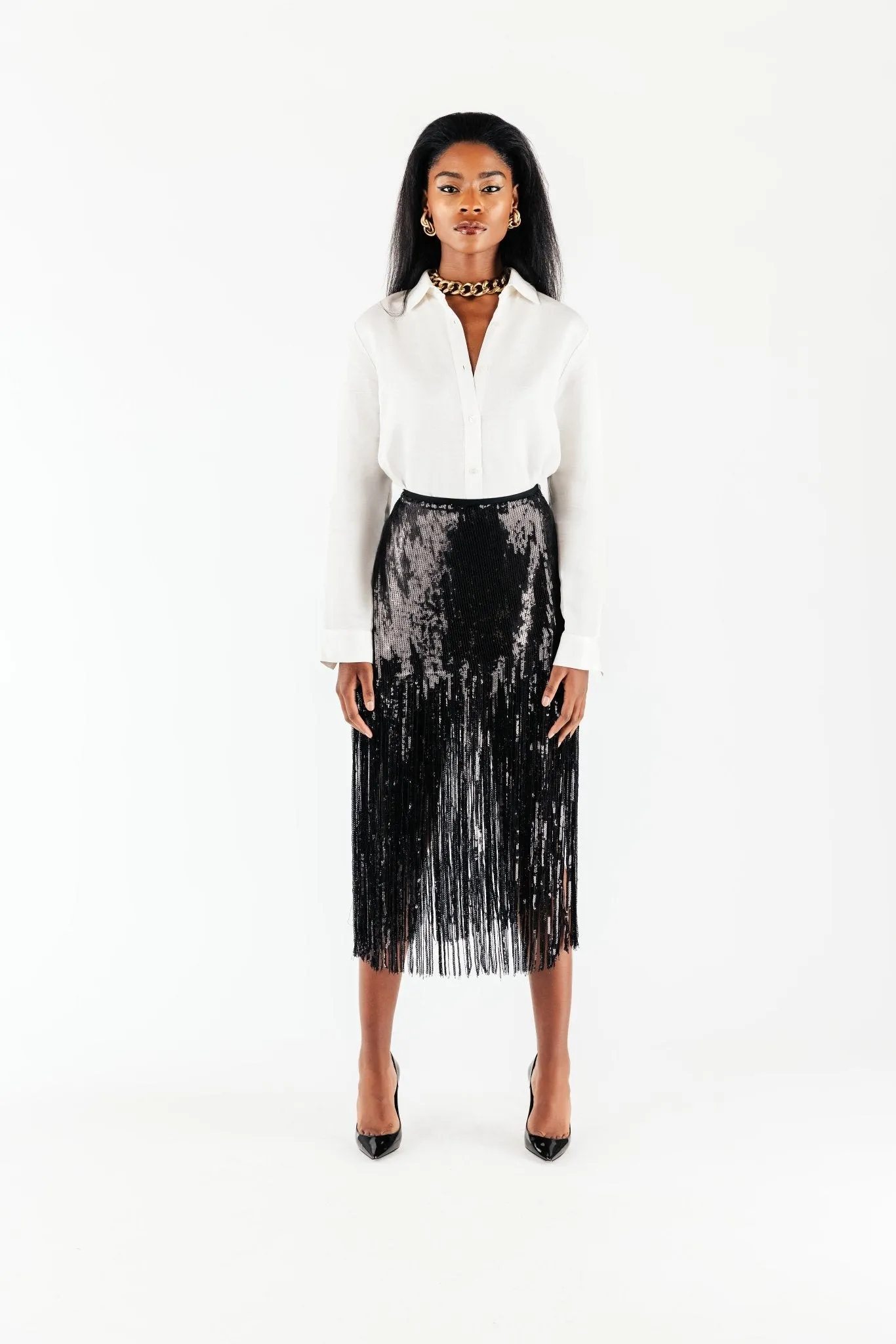 Black Sequin Alexandra Skirt