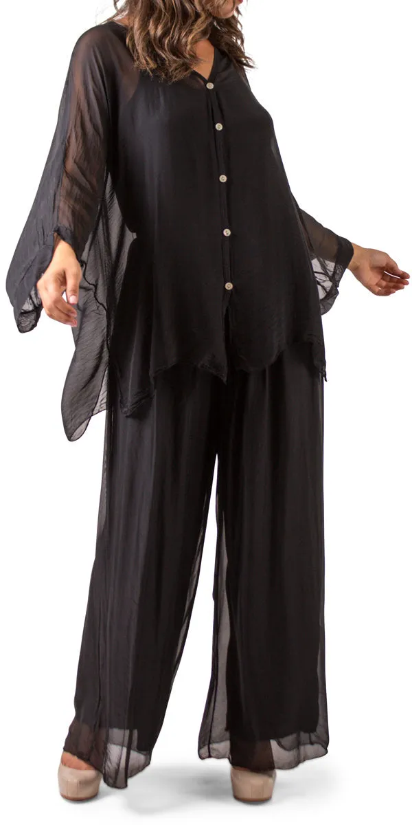 Black Silk Palazzo Pants