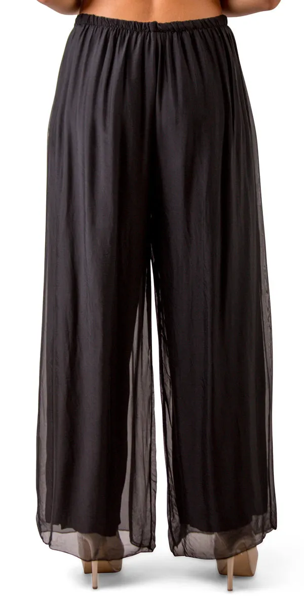 Black Silk Palazzo Pants