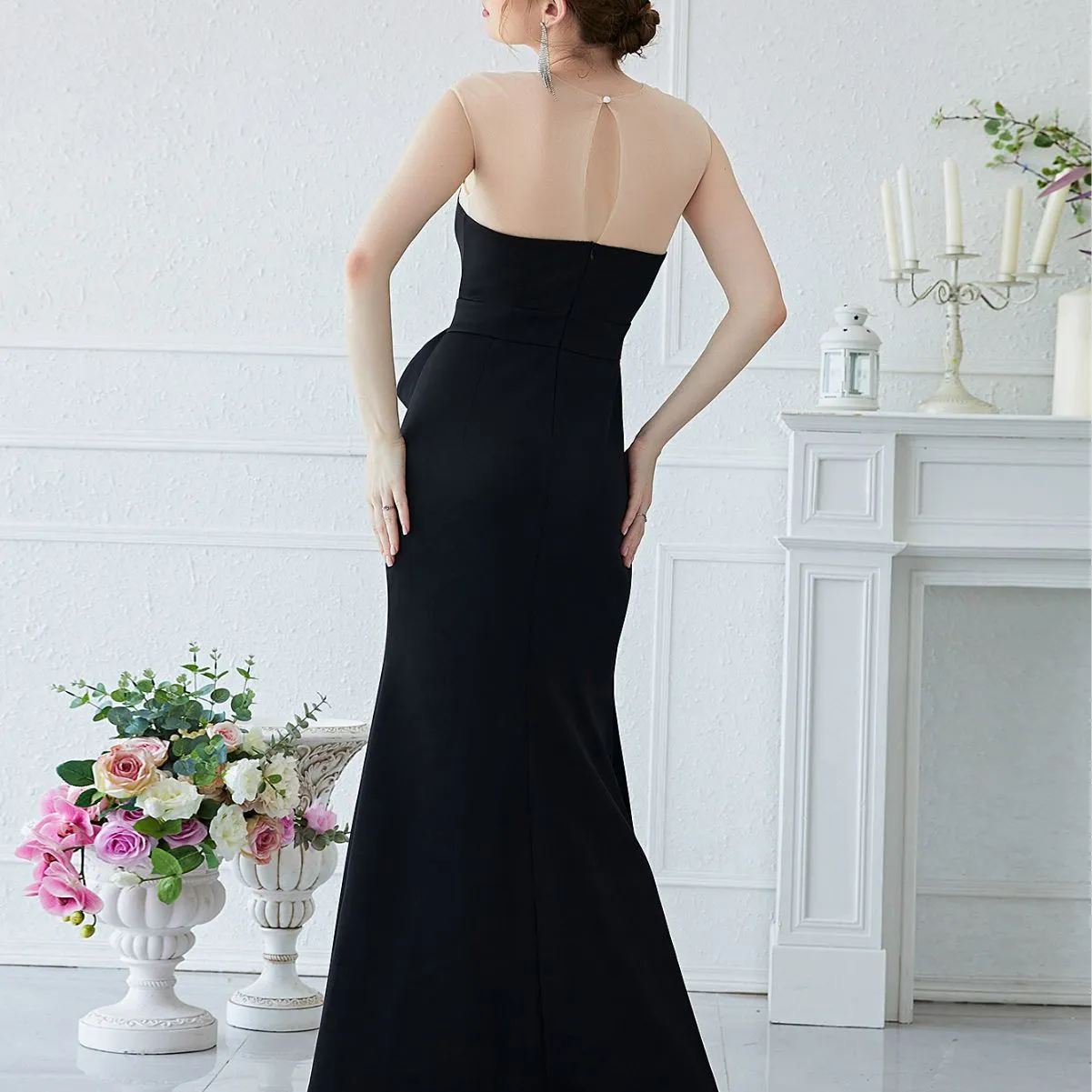 Black Sleeveless High Slit Maxi Dress