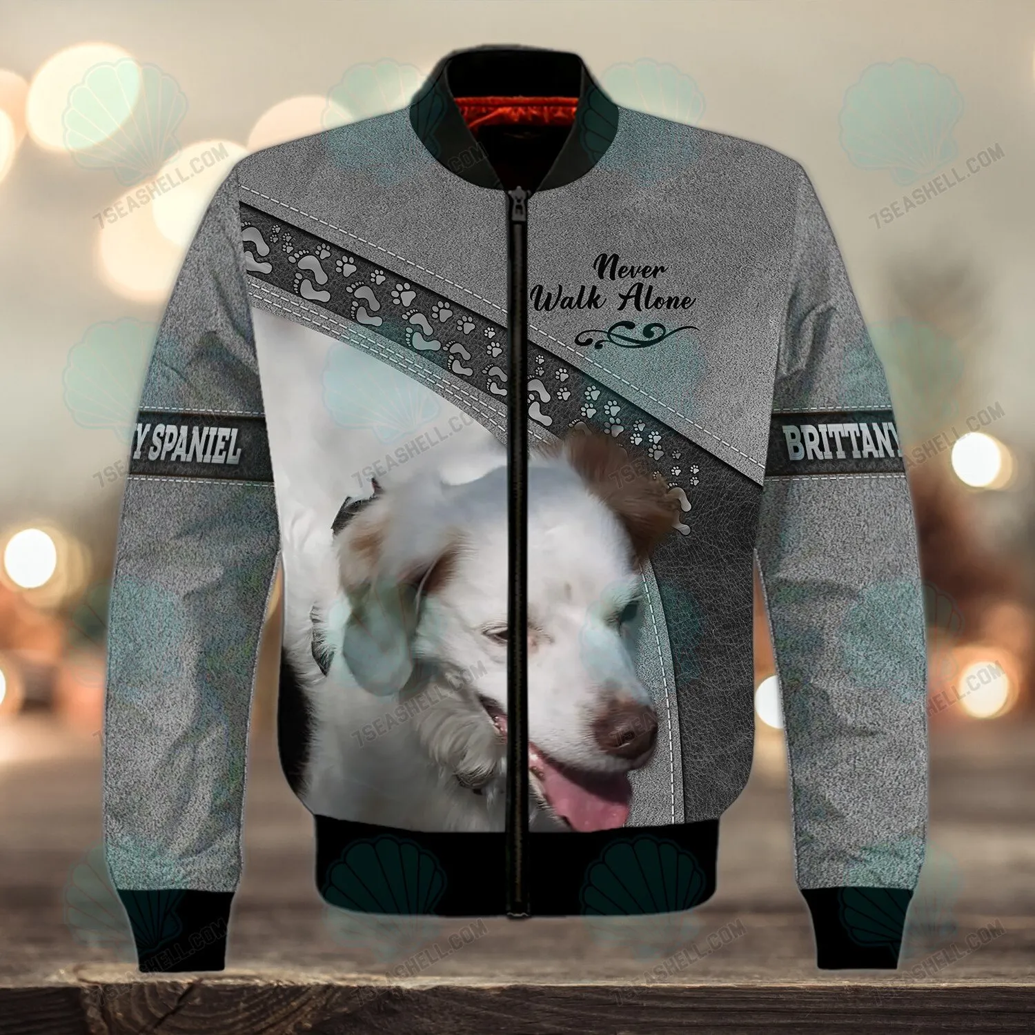 Brittany Spaniel Never Walk Alone 3D Full Print Shirts, Dog Memorial Gifts for loss of Dog, Christmas Shirt for Dog Lovers