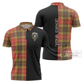 Buchanan Old Set Weathered Tartan Zipper Polo Shirt with Family Crest and Half Of Me Style