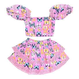 Buddy Love - "Simone Butterflies" Puff Sleeve Top And Skirt Set