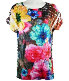 Cactus Fashion - Flowers, Short Sleeve Horizontal Ruffled Top