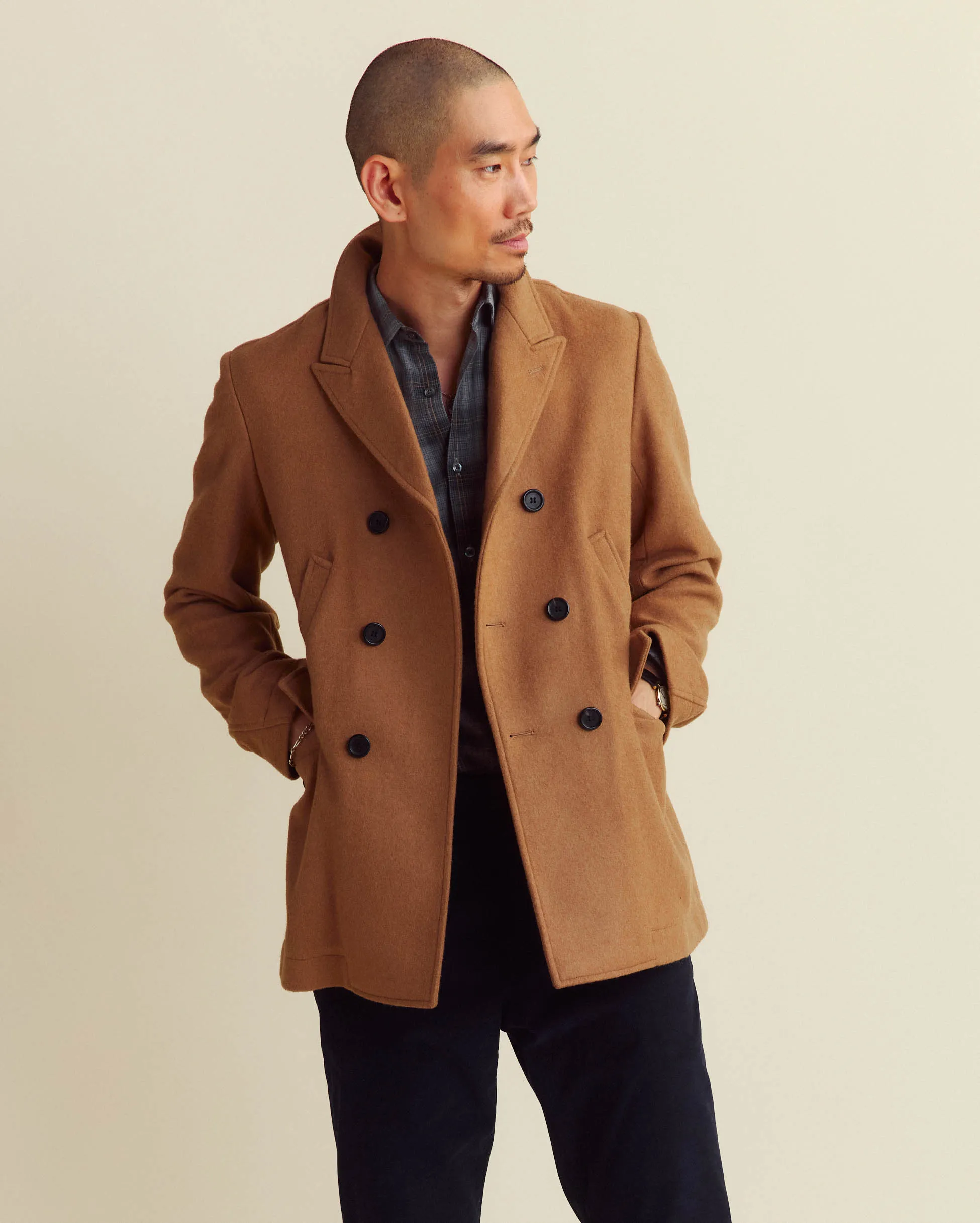 Camel Hair Bond Peacoat