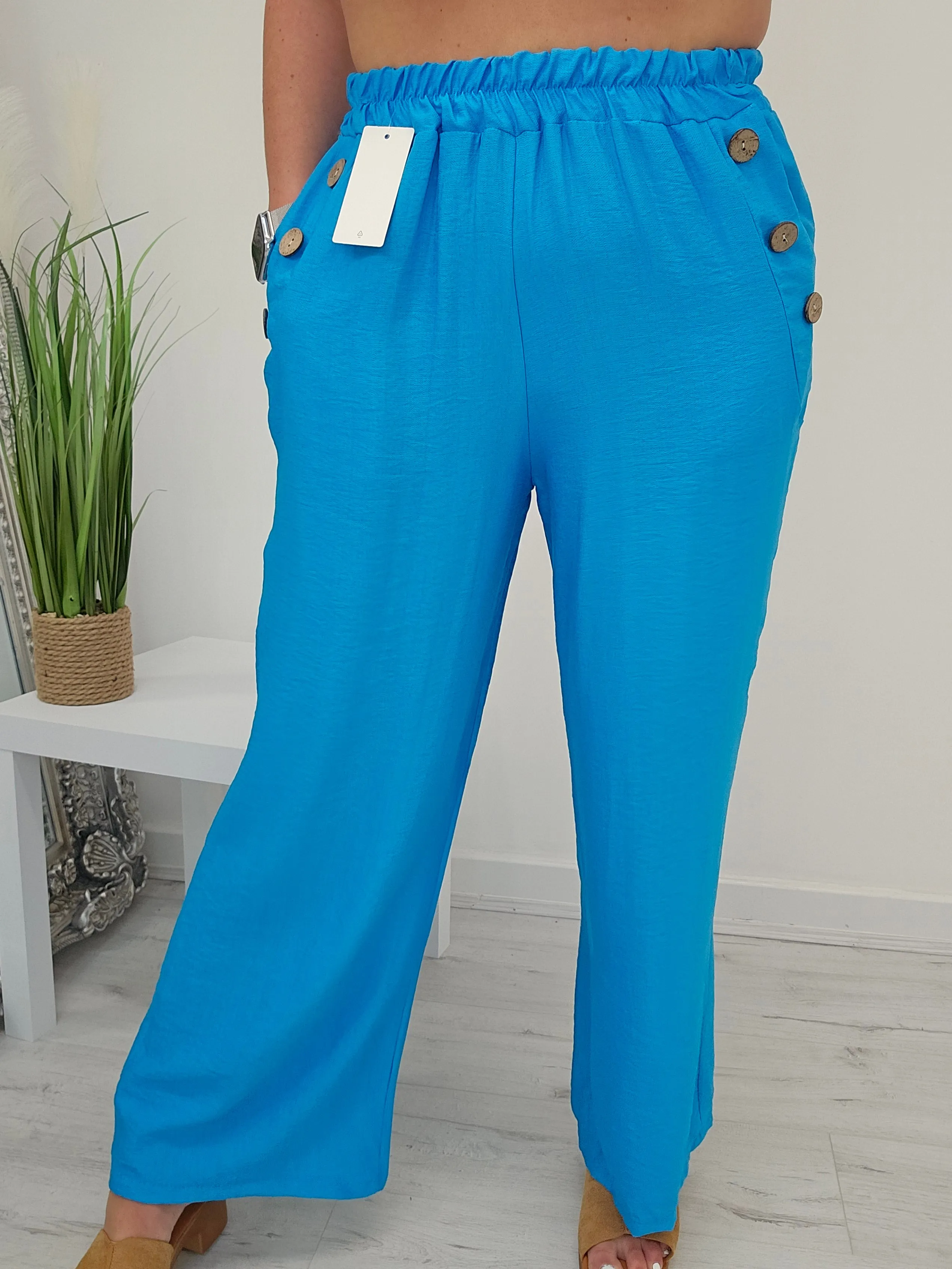 Candice Wide Leg Pants - Aqua