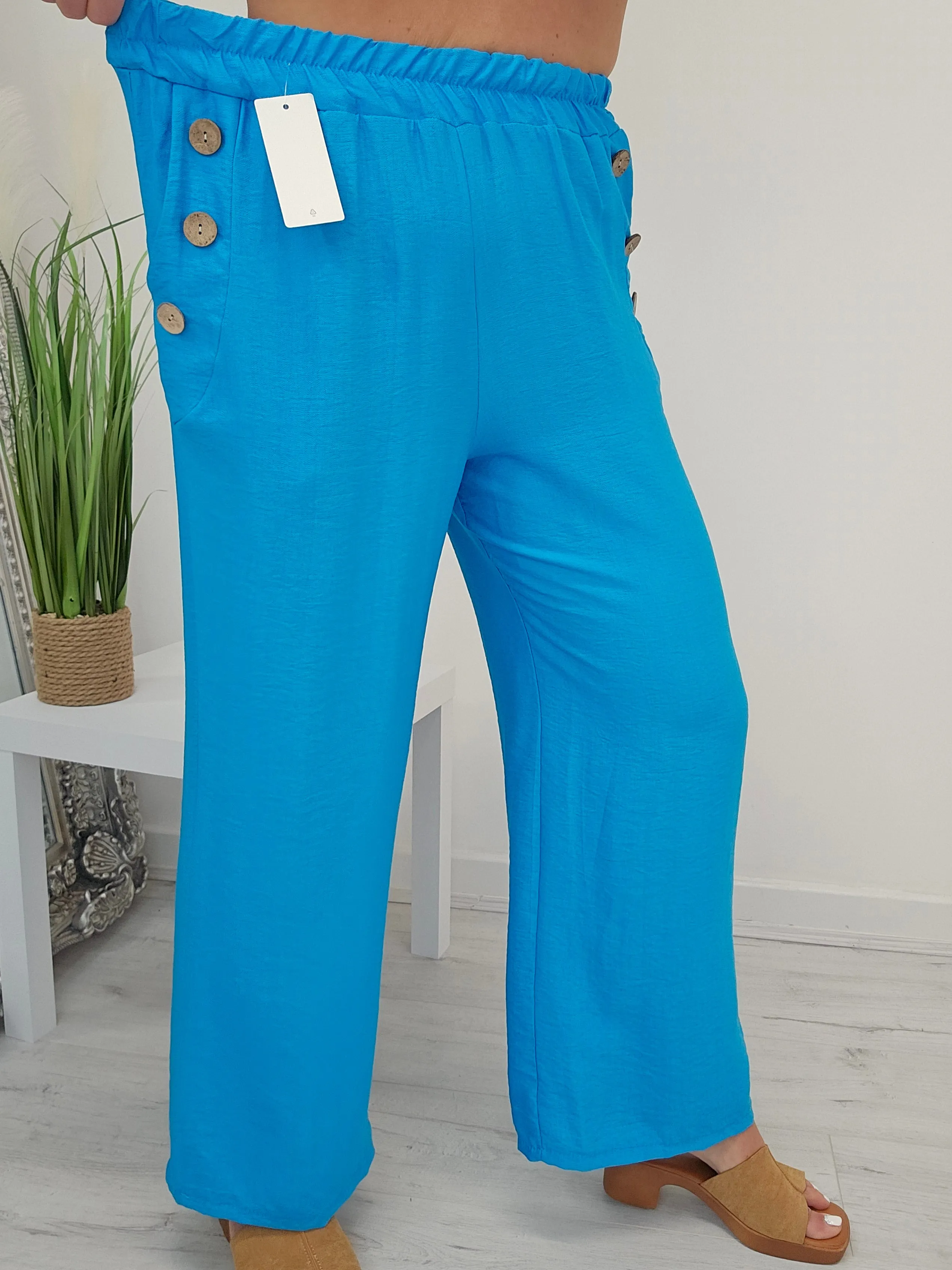 Candice Wide Leg Pants - Aqua