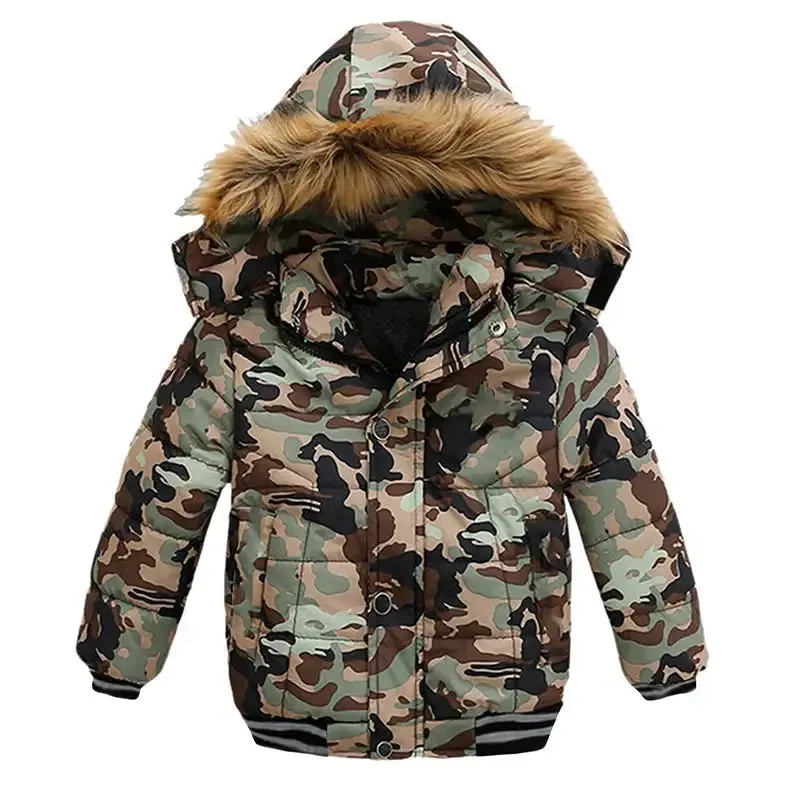 Children boys fur hooded coat 2y to 6y