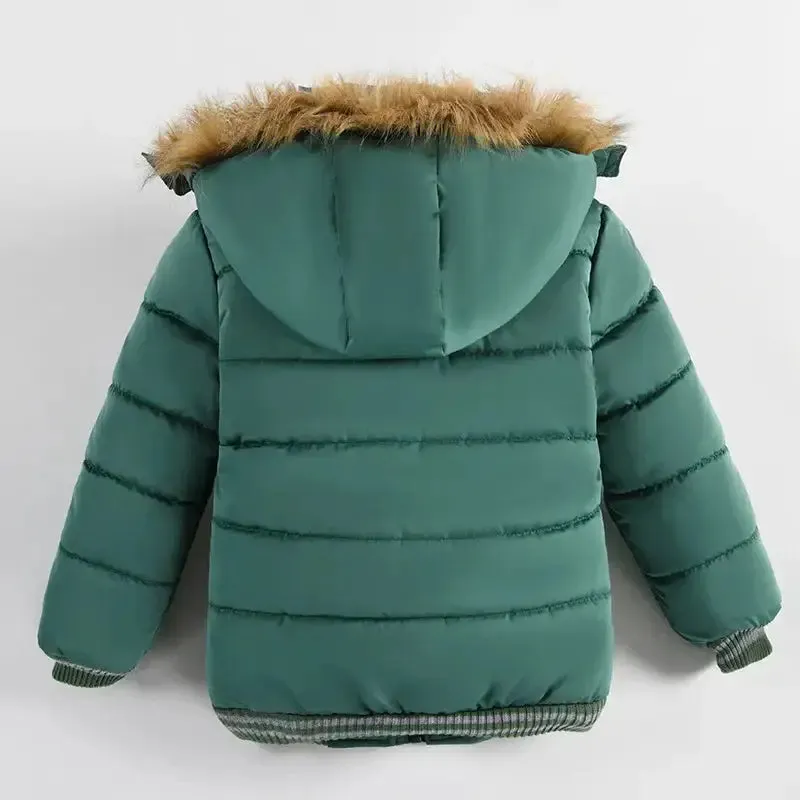 Children boys fur hooded coat 2y to 6y