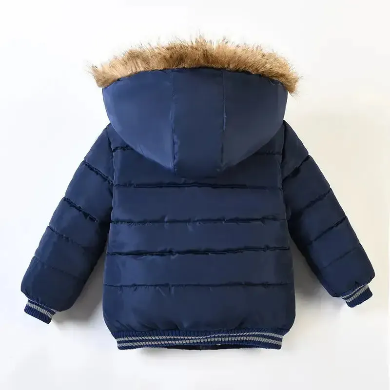 Children boys fur hooded coat 2y to 6y