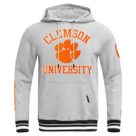 CLEMSON UNIVERSITY CLASSIC MEN'S STACKED LOGO PULLOVER HOODIE (HEATHER GRAY/BLACK)