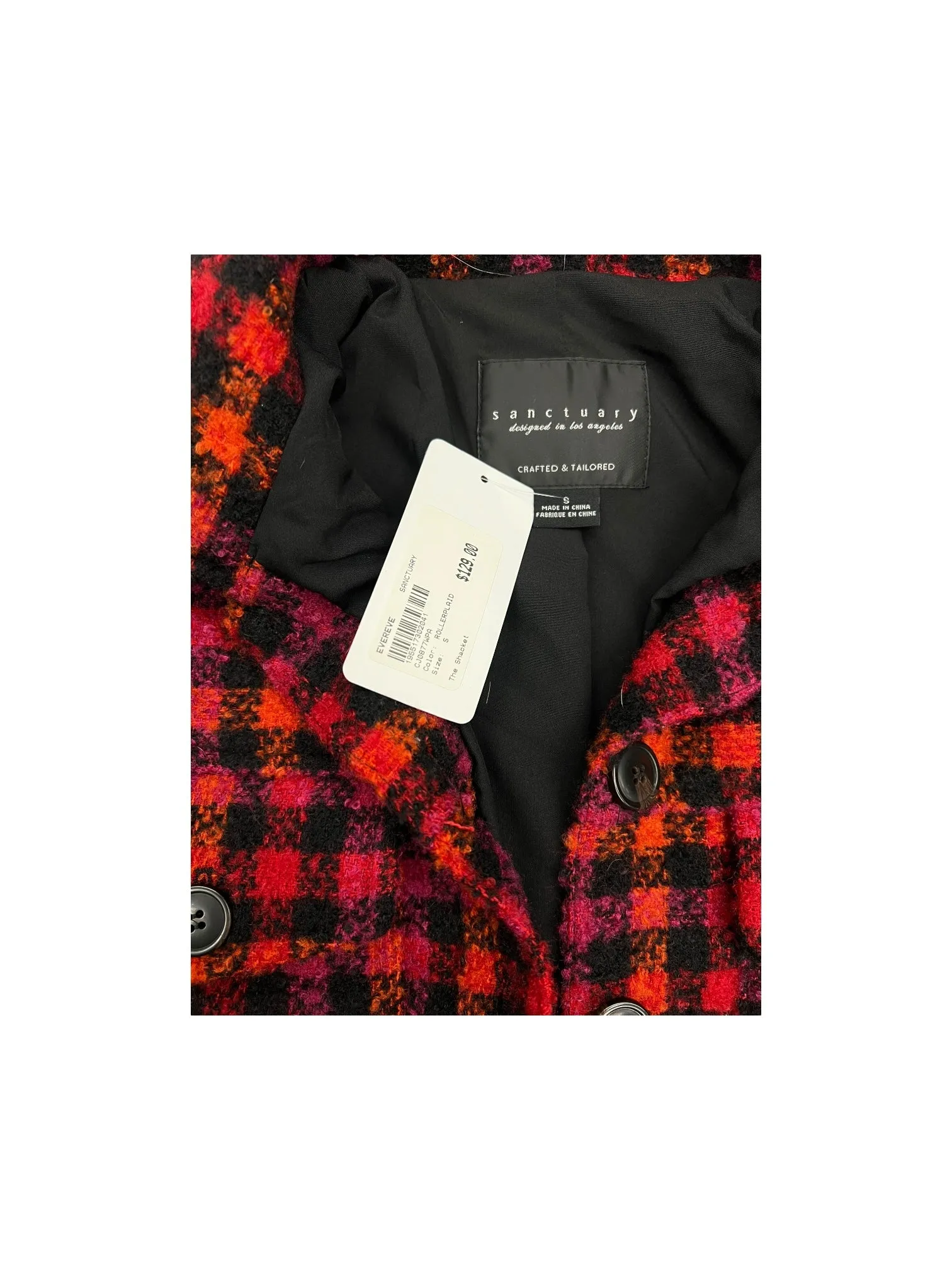 Coat Peacoat By Sanctuary In Plaid Pattern, Size: S