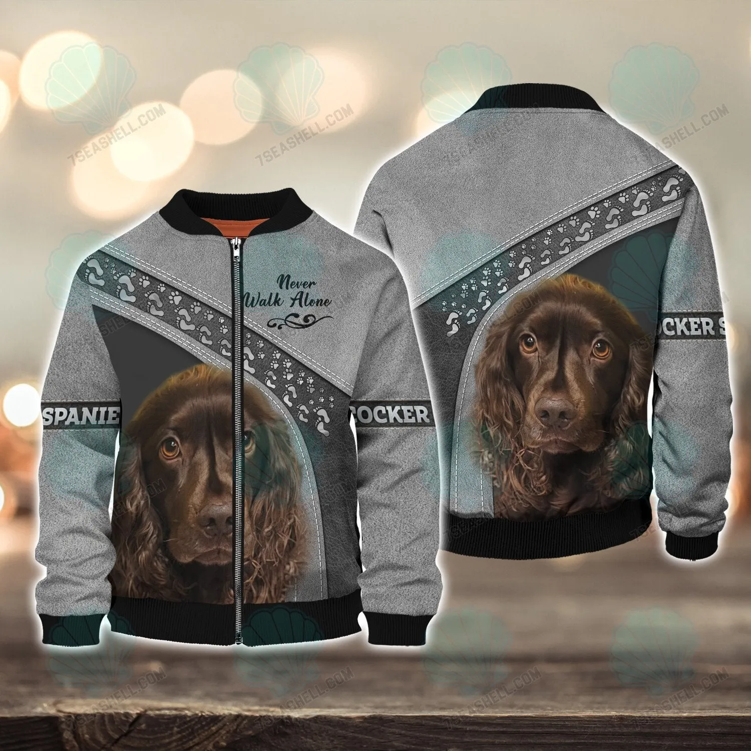 Cocker Spaniel Black Love Never Walk Alone 3D Full Print Shirts, Christmas Dog Memorial Gifts for loss of Dog