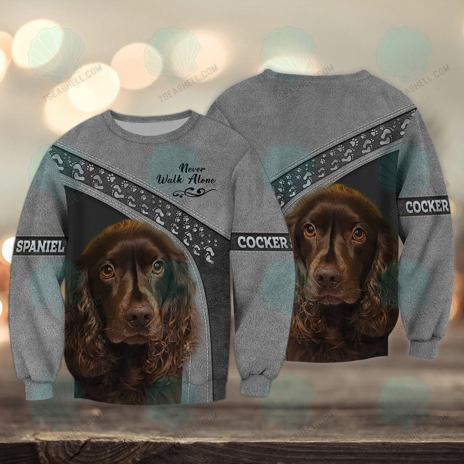 Cocker Spaniel Black Love Never Walk Alone 3D Full Print Shirts, Christmas Dog Memorial Gifts for loss of Dog