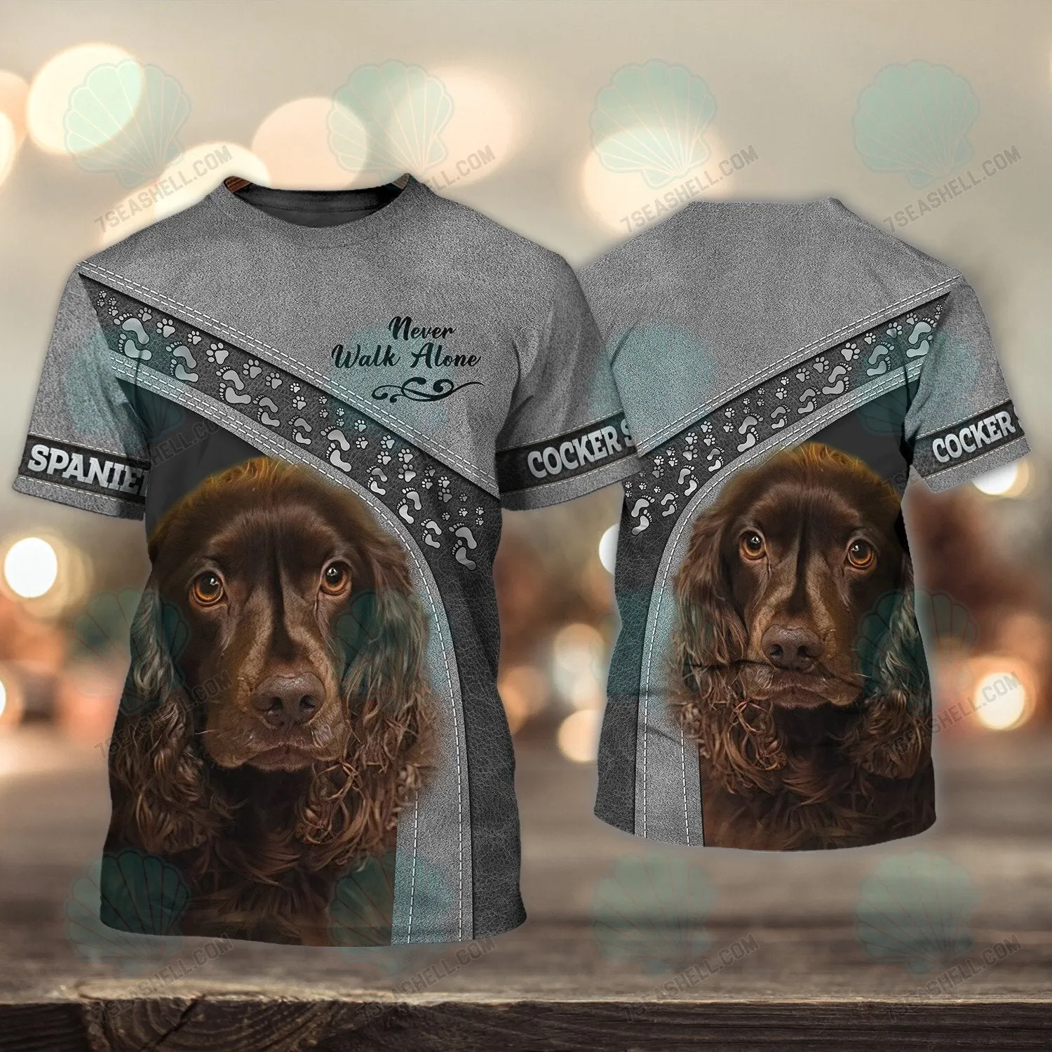 Cocker Spaniel Black Love Never Walk Alone 3D Full Print Shirts, Christmas Dog Memorial Gifts for loss of Dog