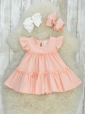 Cotton Tiered Ruffle Tunic - Peach