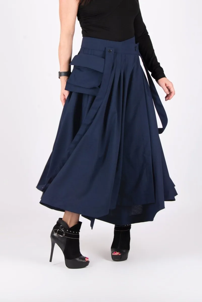 Dark Blue Long Skirt Zefira