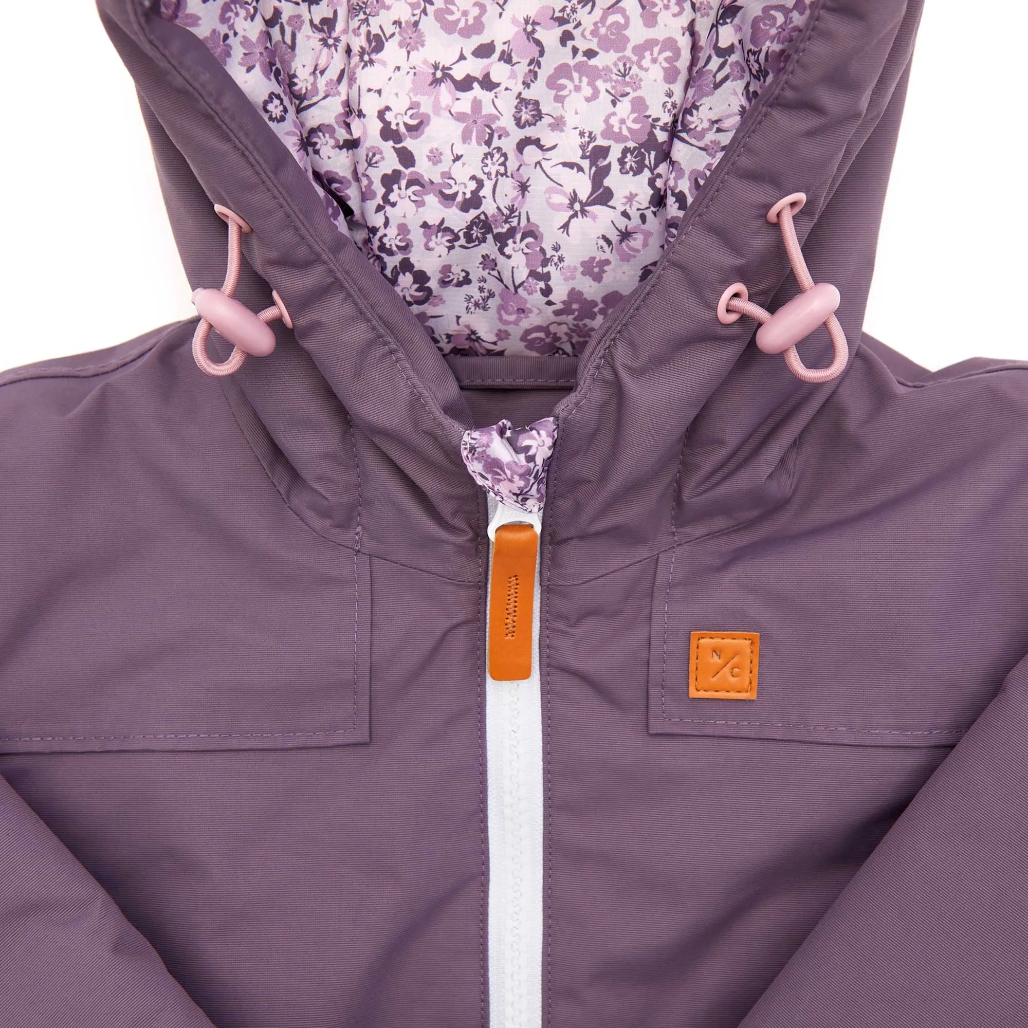 Ditsy Floral Winter Coat in Dusty Purple