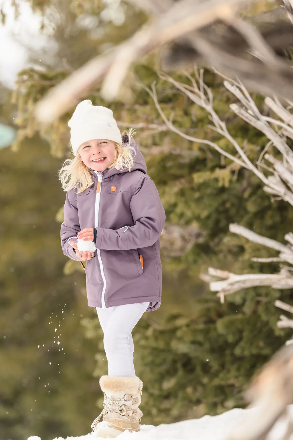 Ditsy Floral Winter Coat in Dusty Purple