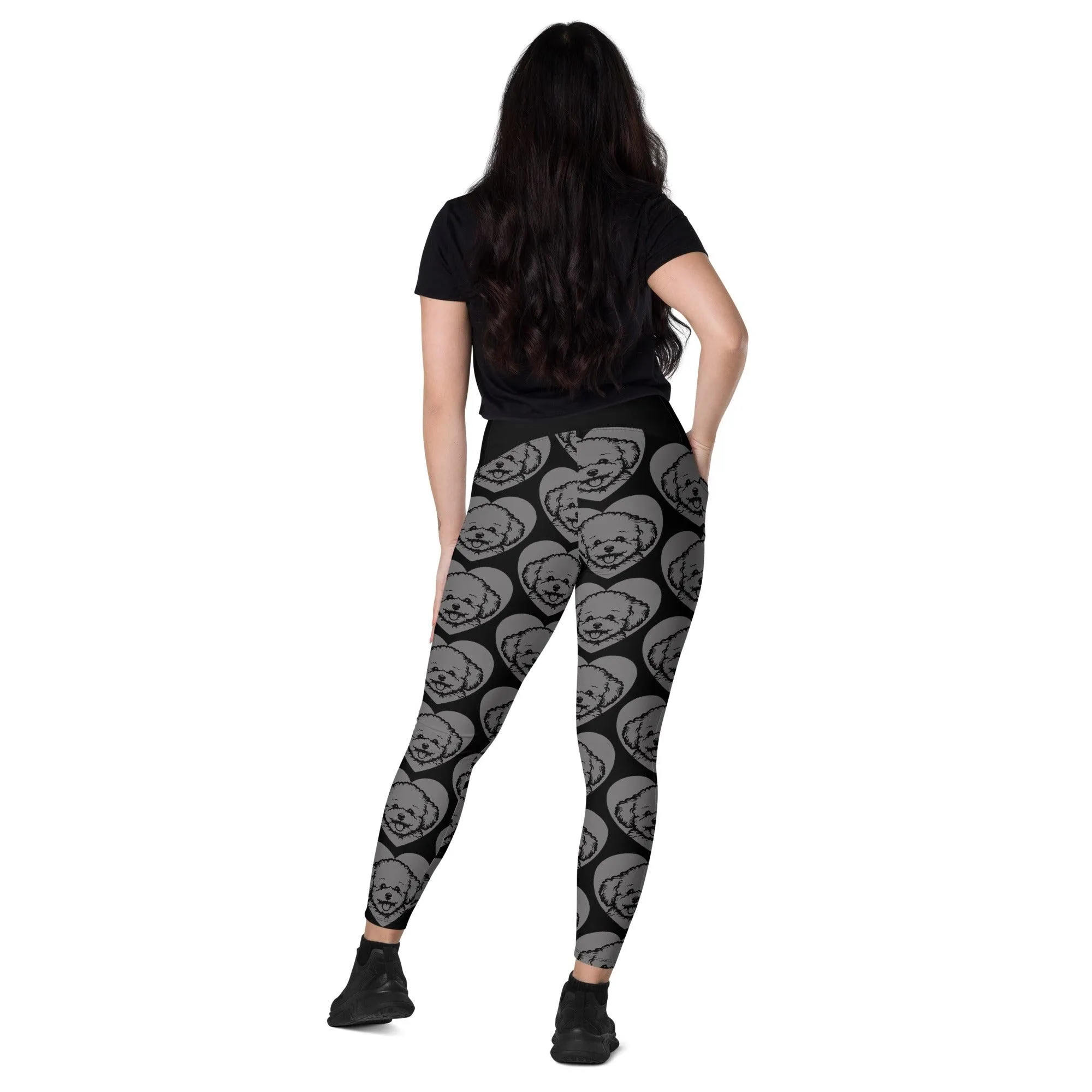 DOG BREED LEGGINGS with pockets - BICHON FRISÉ - HERTTAHOUND - grey