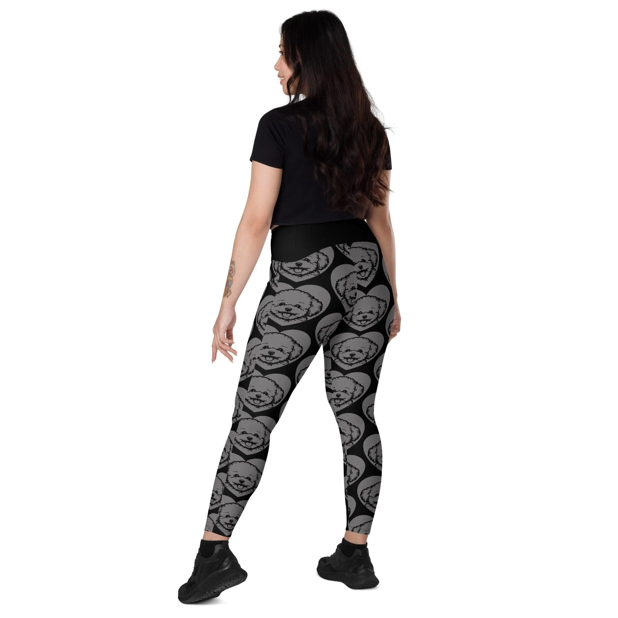 DOG BREED LEGGINGS with pockets - BICHON FRISÉ - HERTTAHOUND - grey