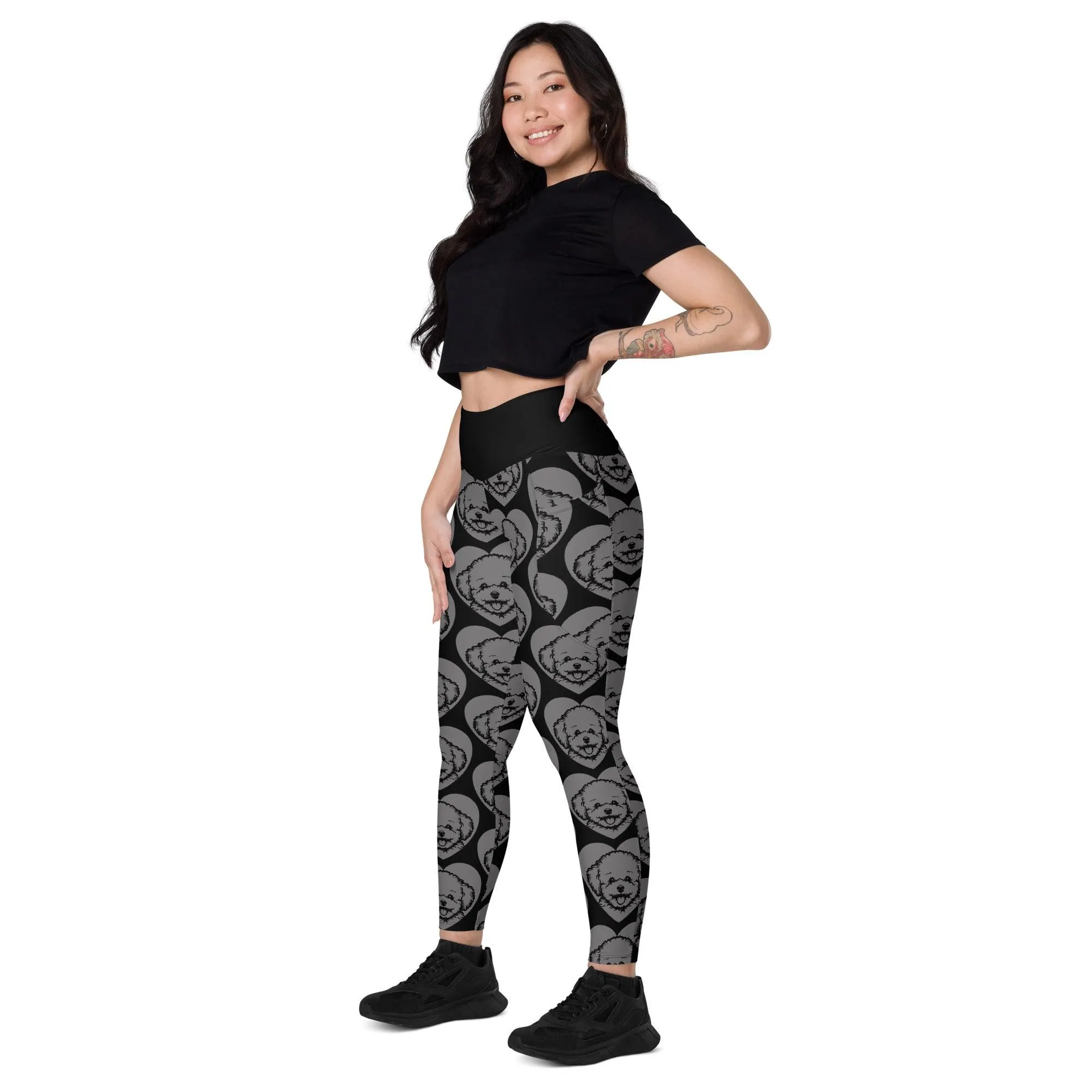 DOG BREED LEGGINGS with pockets - BICHON FRISÉ - HERTTAHOUND - grey