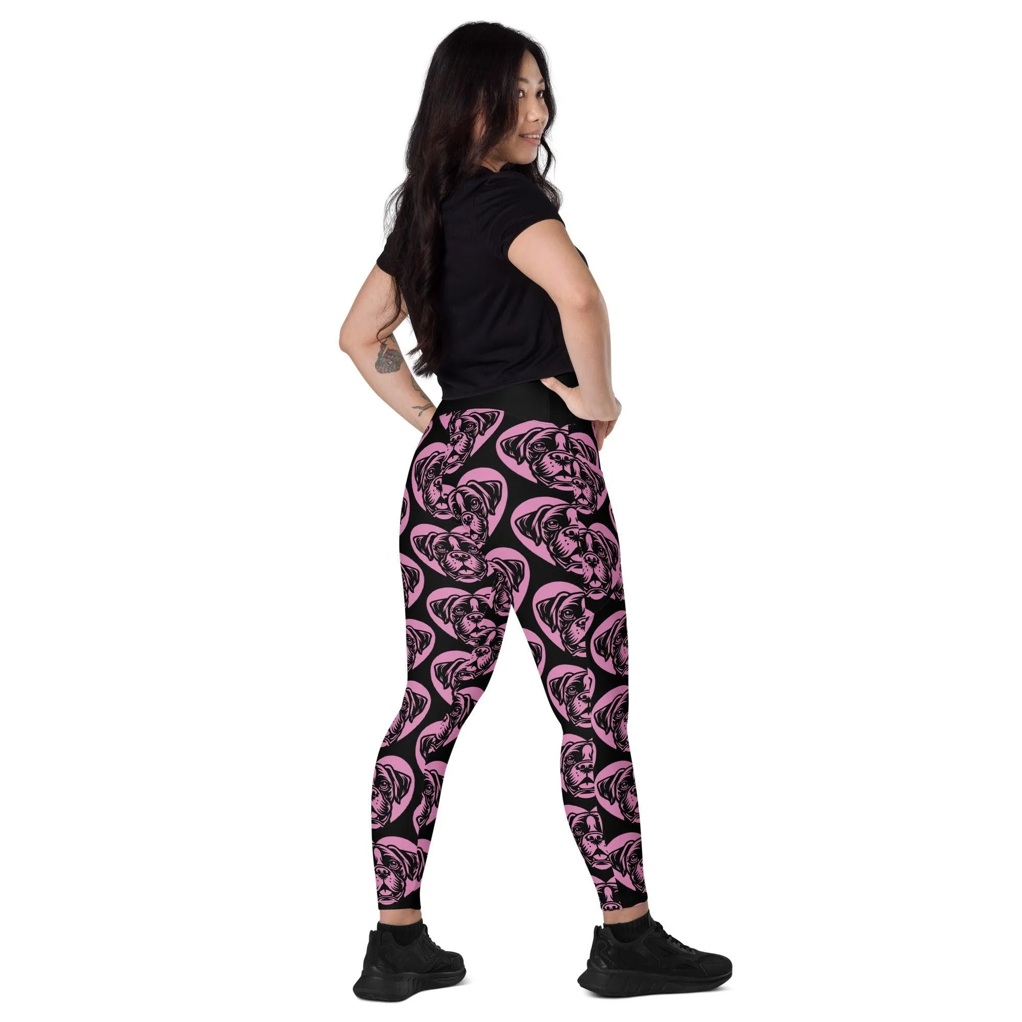 DOG BREED LEGGINGS with pockets - BOXER - HERTTAHOUND - pink