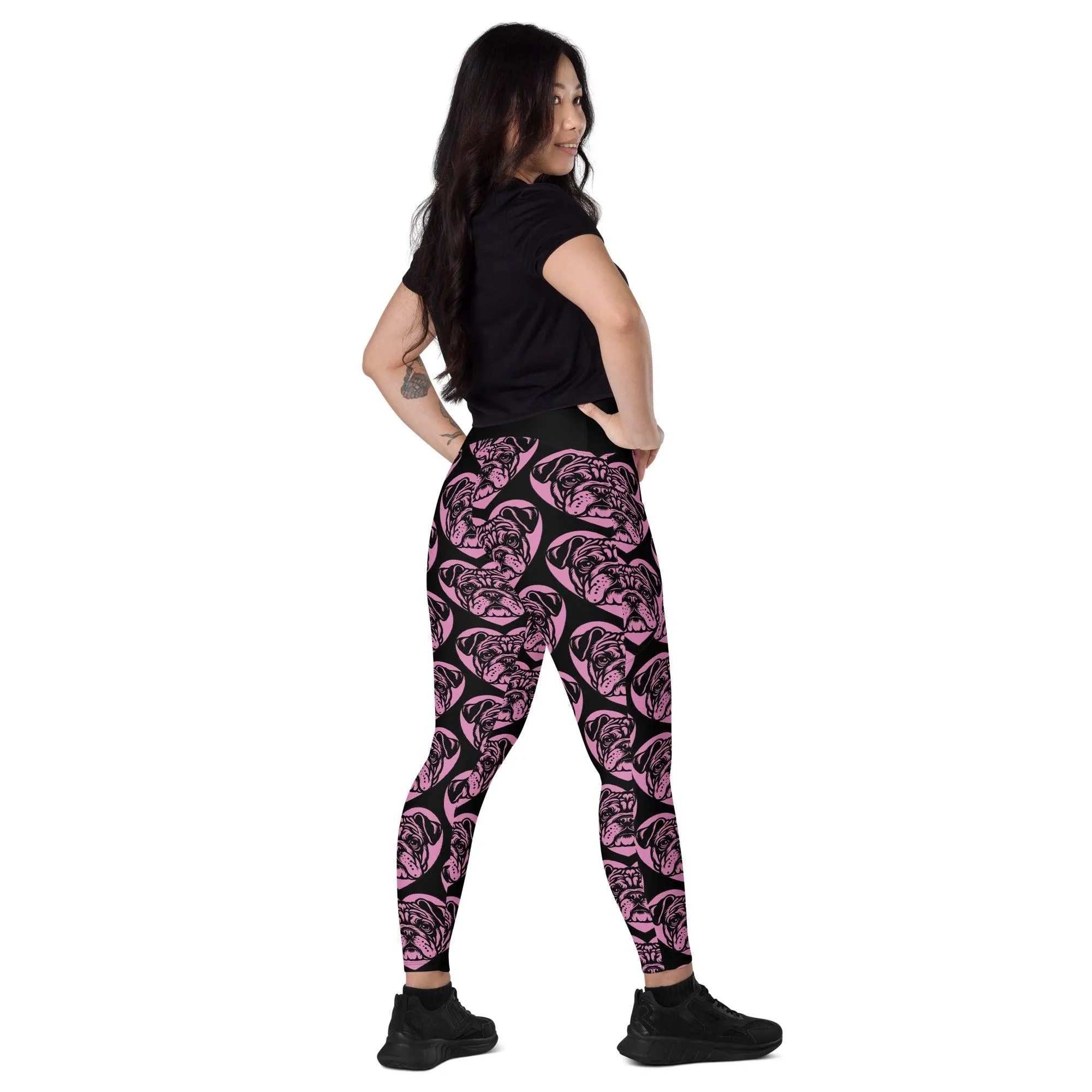 DOG BREED LEGGINGS with pockets - BULLDOG CONTINENTAL - HERTTAHOUND - pink