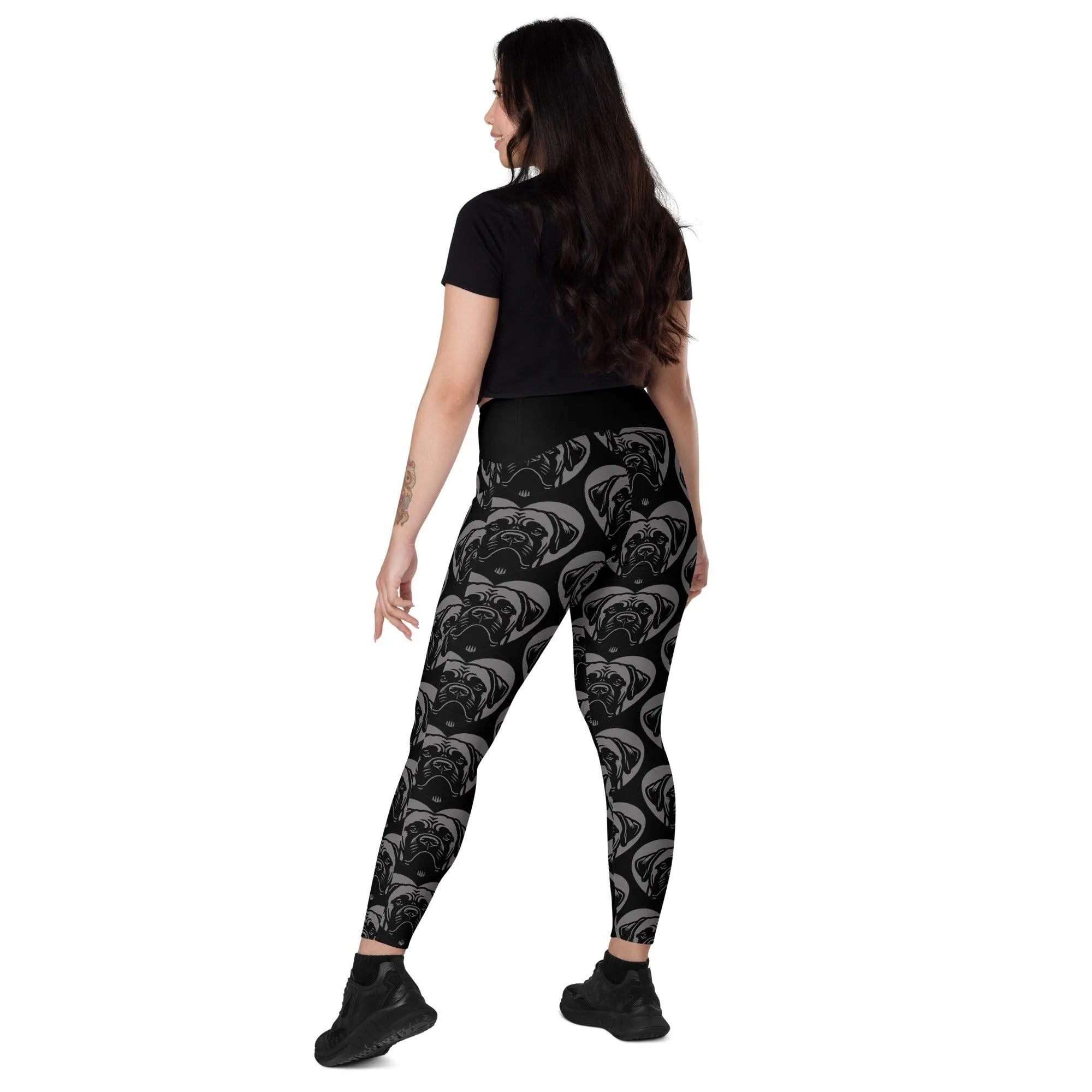 DOG BREED LEGGINGS with pockets - BULLMASTIFF - HERTTAHOUND - grey