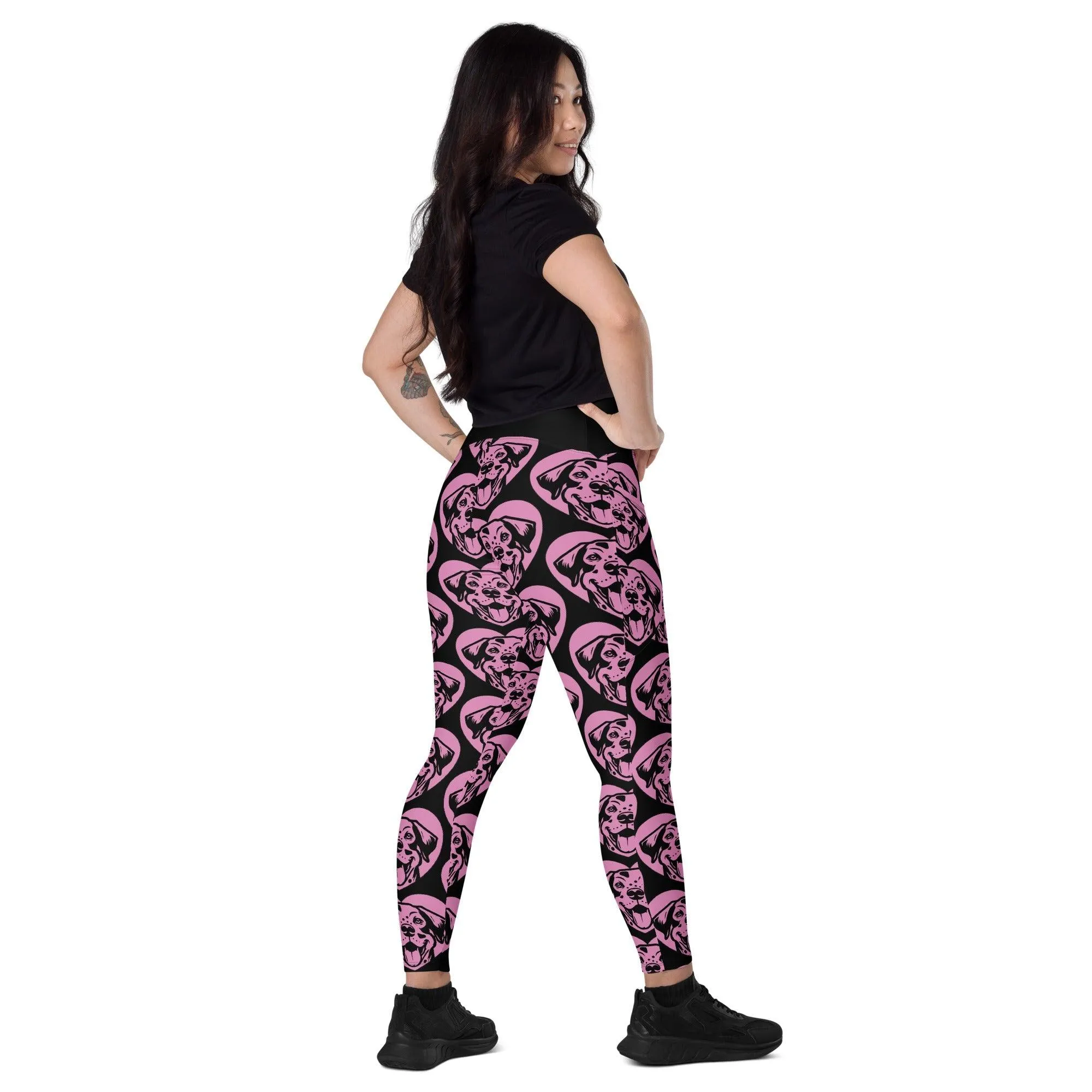 DOG BREED LEGGINGS with pockets - CATAHOULA LEOPARD DOG - HERTTAHOUND - pink