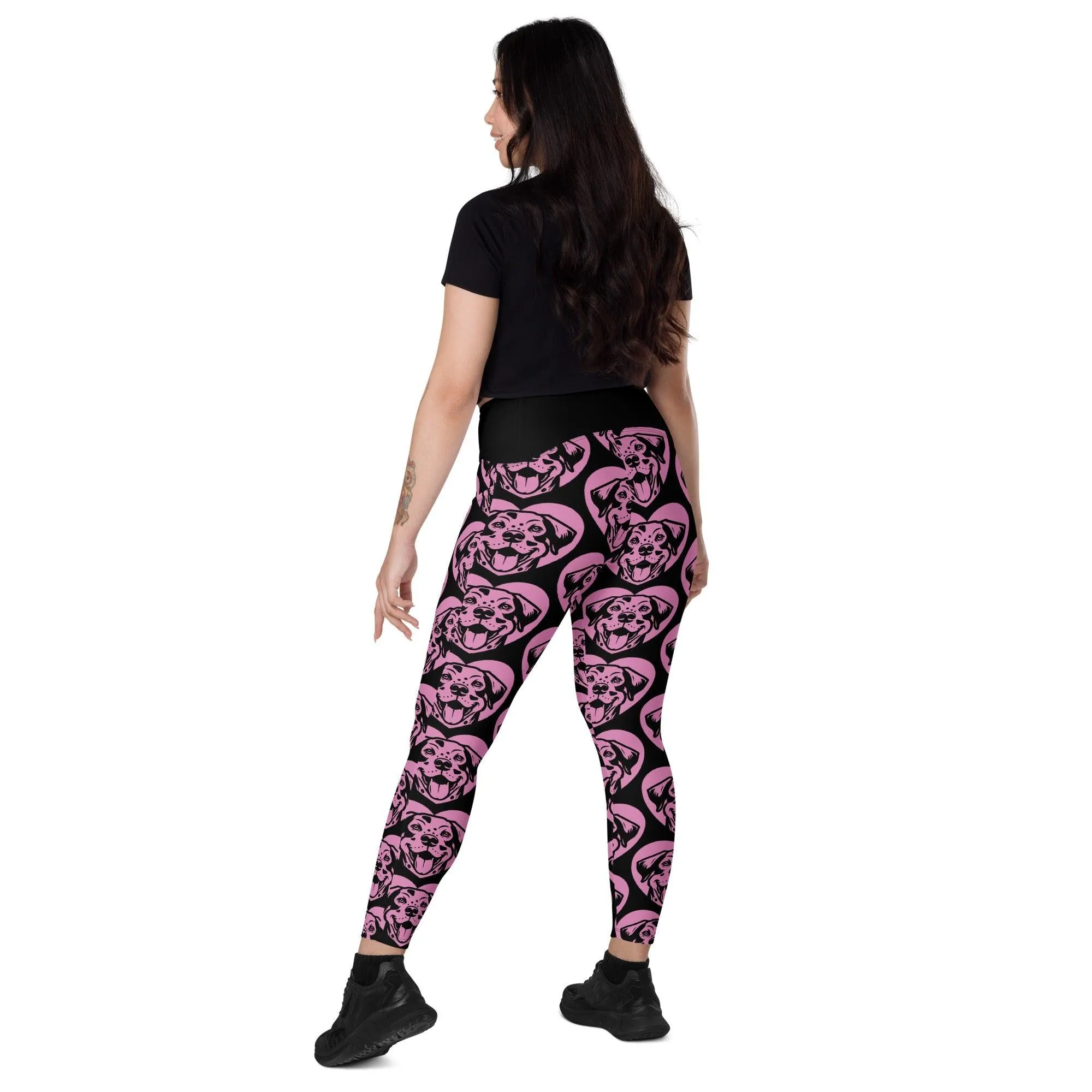 DOG BREED LEGGINGS with pockets - CATAHOULA LEOPARD DOG - HERTTAHOUND - pink