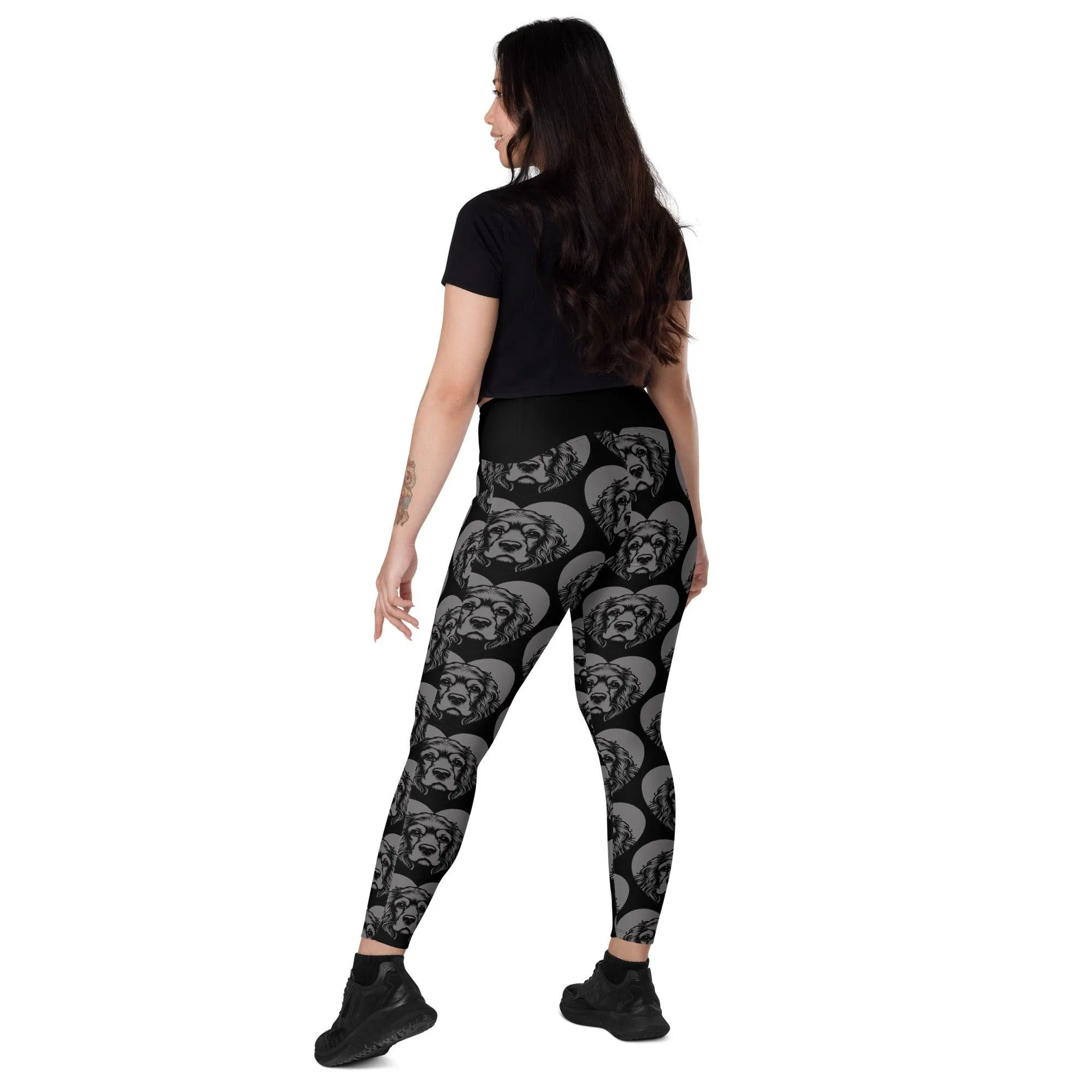 DOG BREED LEGGINGS with pockets - COCKER SPANIEL - HERTTAHOUND - grey