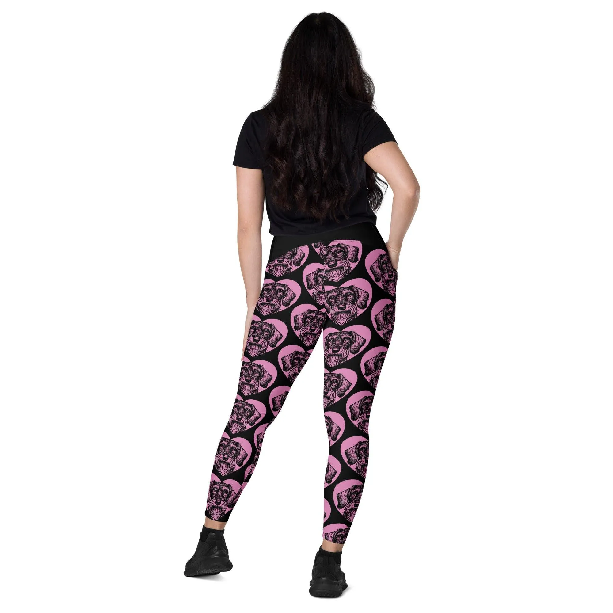 DOG BREED LEGGINGS with pockets - DACHSHUND WIRE HAIRED - HERTTAHOUND - pink