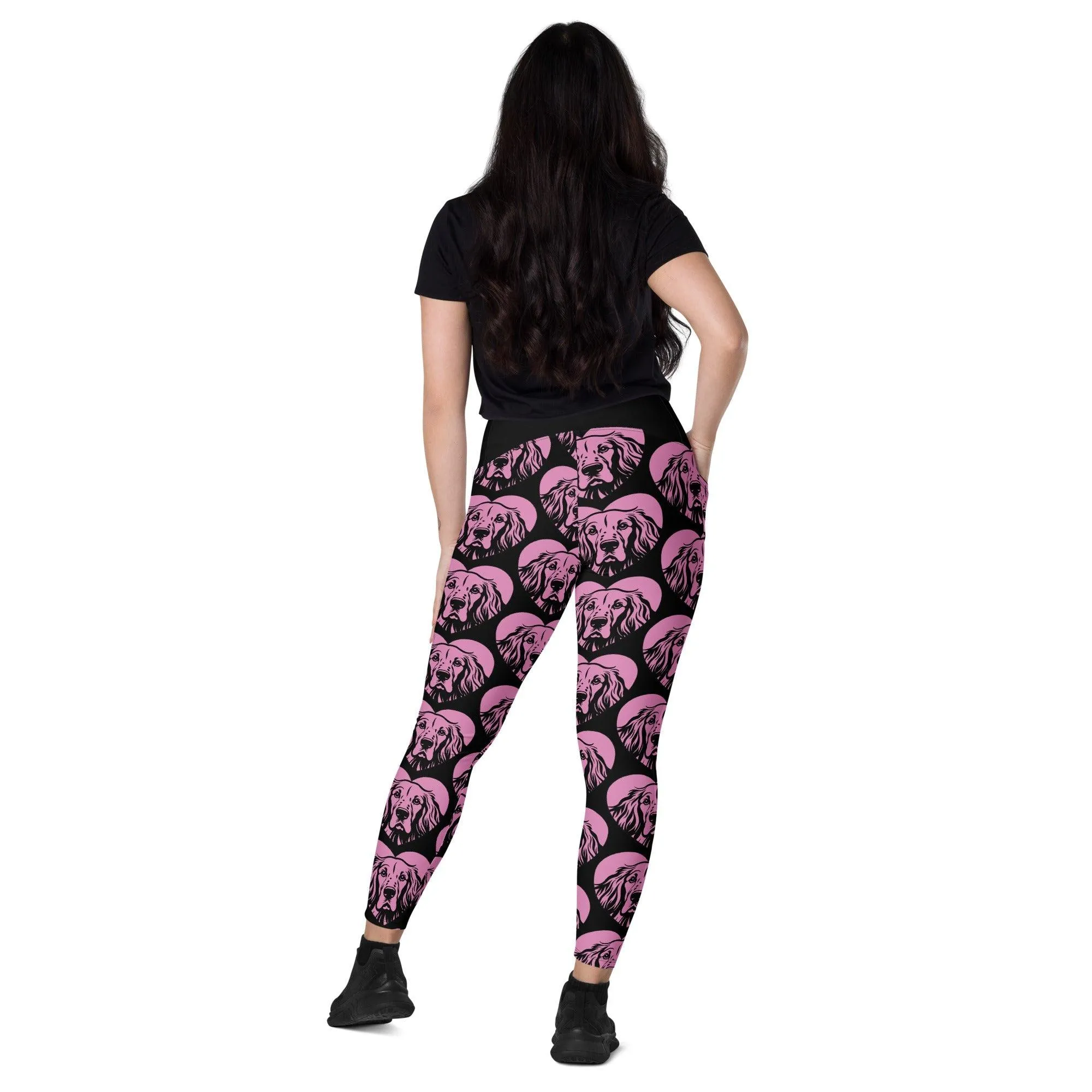 DOG BREED LEGGINGS with pockets - ENGLISH SETTER - HERTTAHOUND - pink