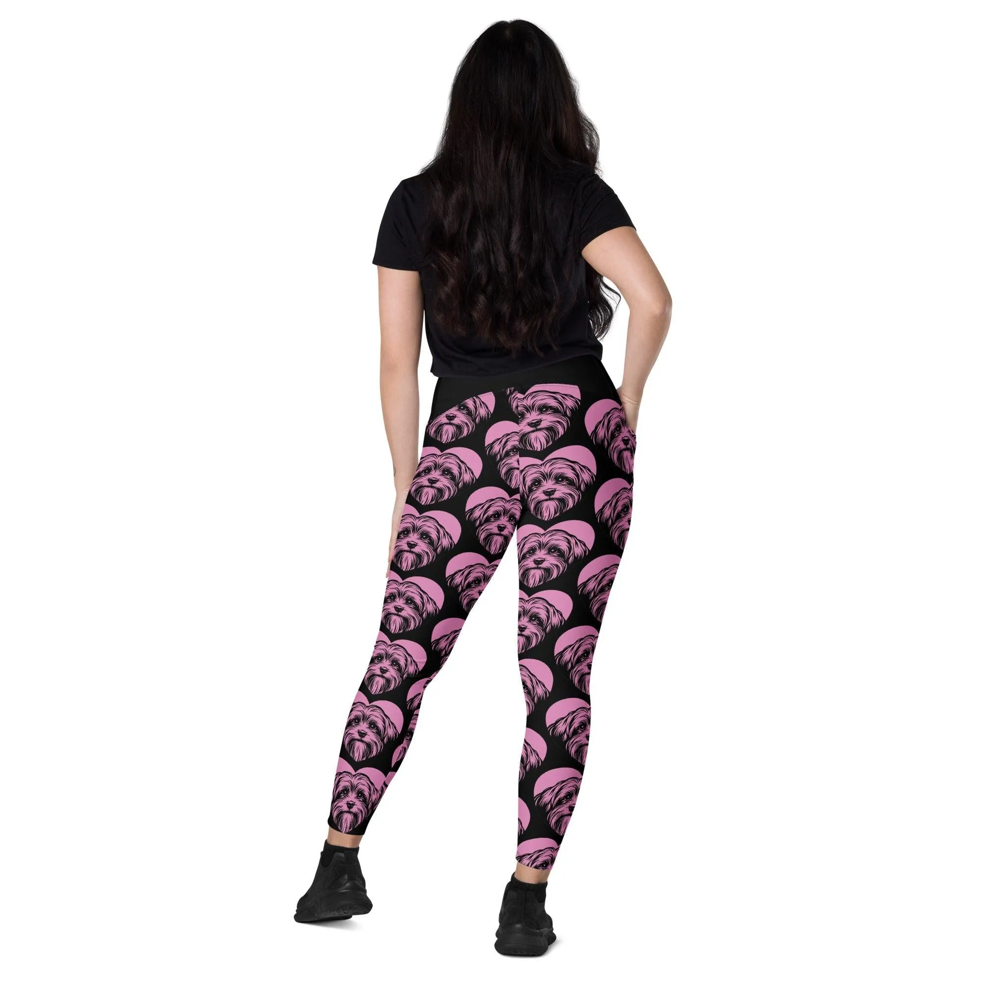 DOG BREED LEGGINGS with pockets - LÖWCHEN - HERTTAHOUND - pink