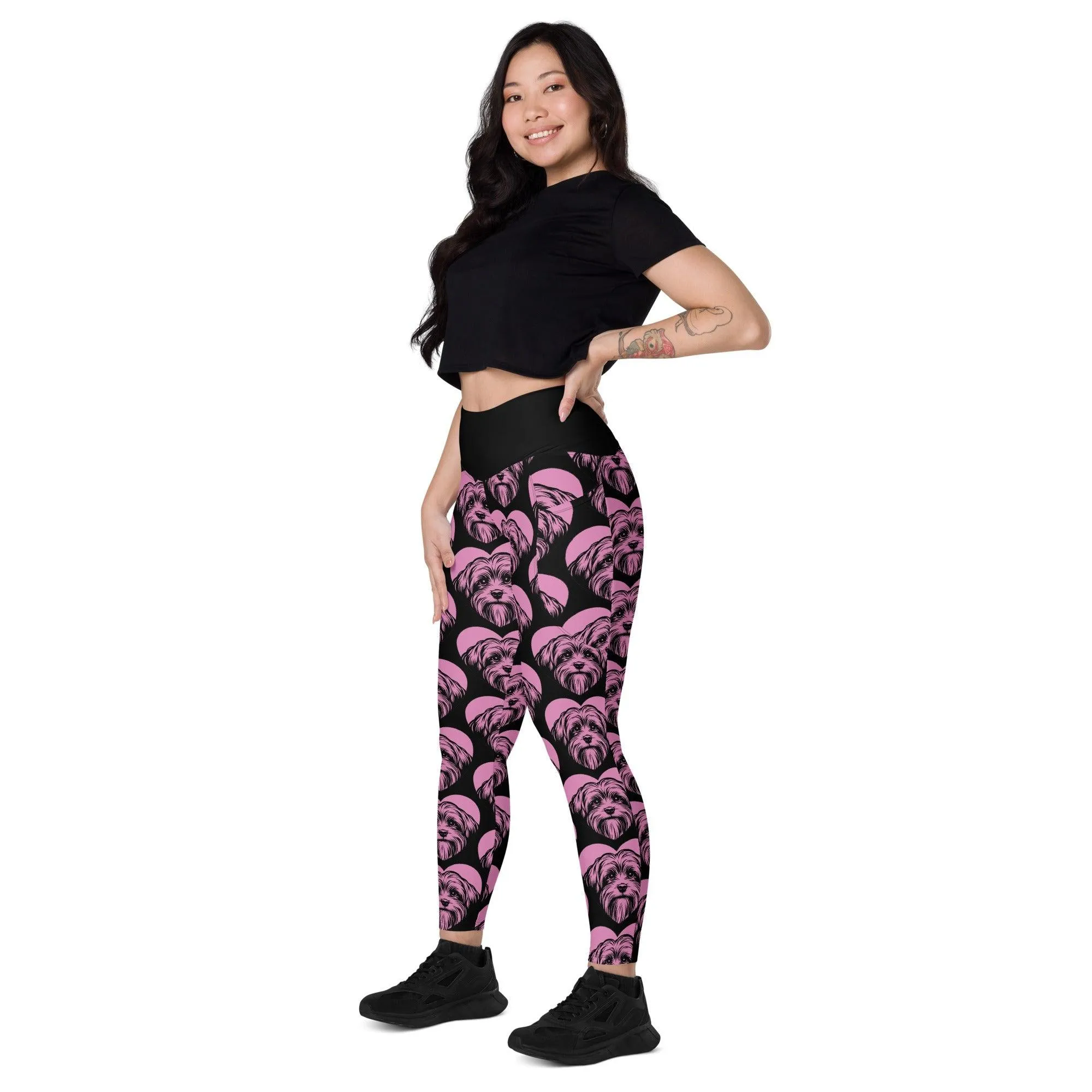 DOG BREED LEGGINGS with pockets - LÖWCHEN - HERTTAHOUND - pink