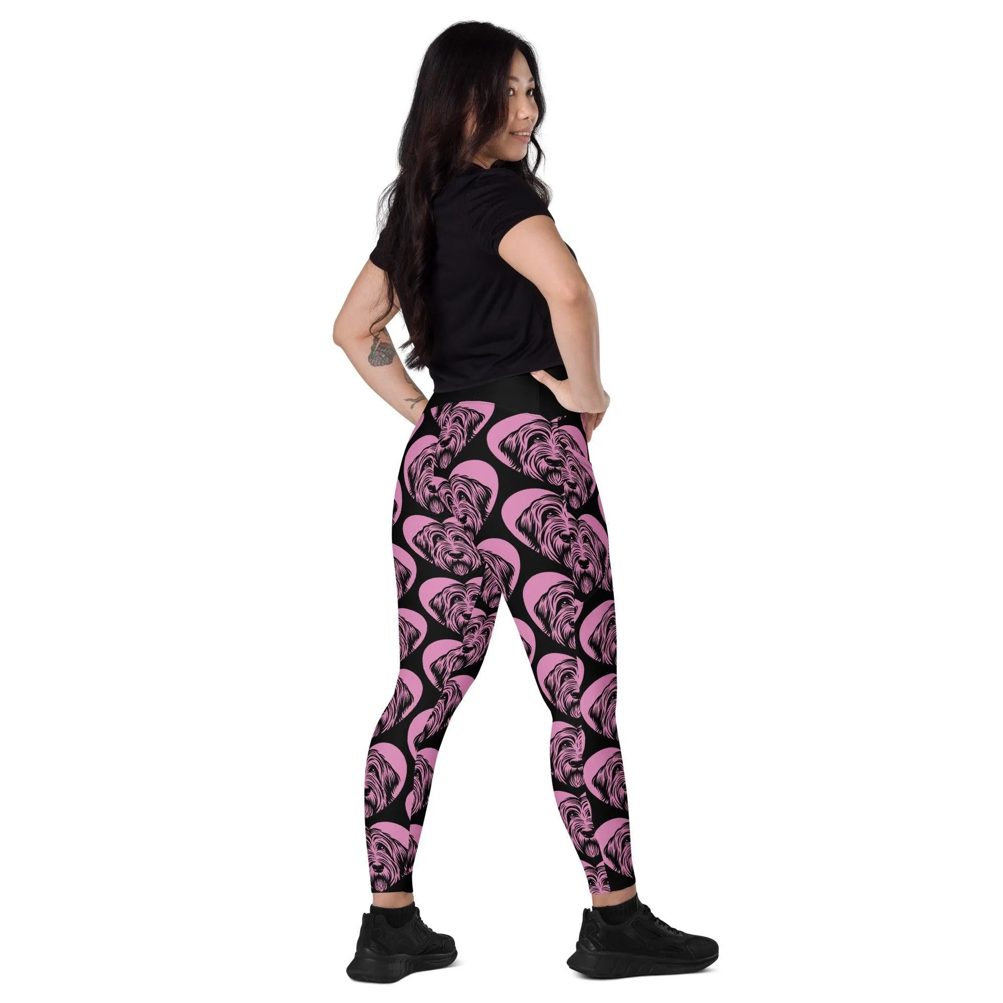 DOG BREED LEGGINGS with pockets - OTTERHOUND - HERTTAHOUND - pink