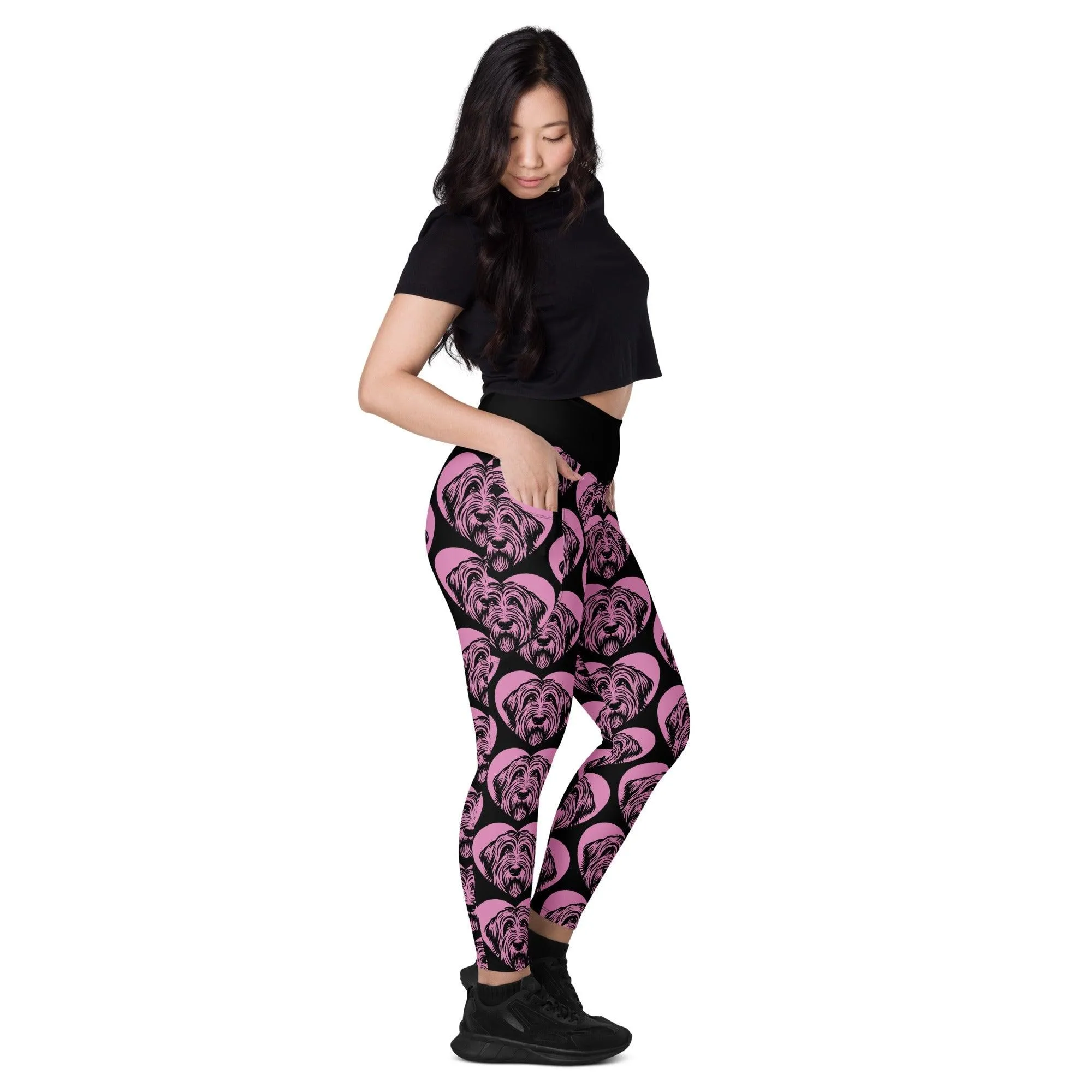 DOG BREED LEGGINGS with pockets - OTTERHOUND - HERTTAHOUND - pink